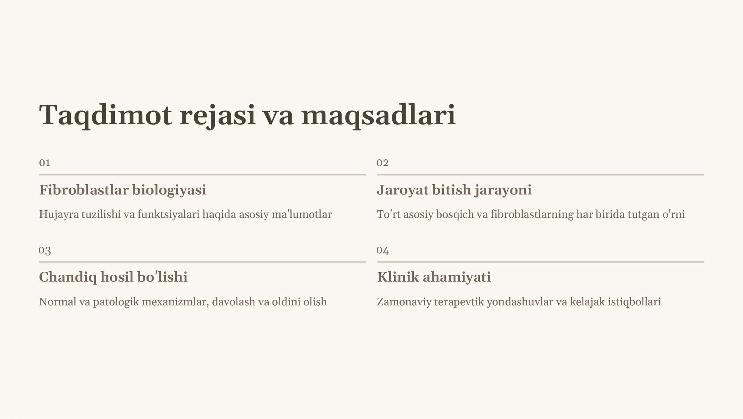 Fibroblastlarning jaroyatning bitishi va chandiq hosil bo'lishidagi roli 2
