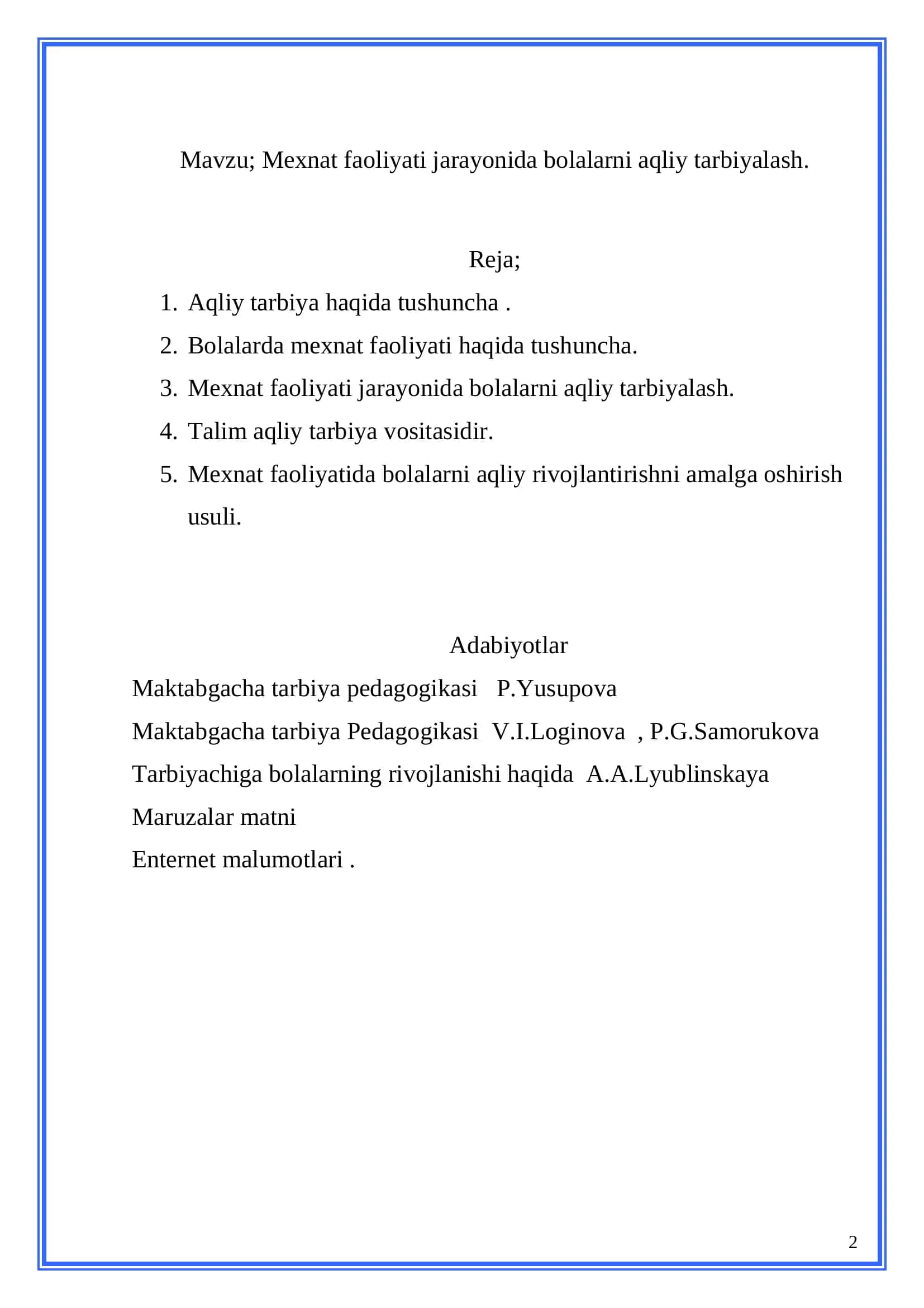 Mexnat faoliyati jarayonida bolalarni aqliy tarbiyalash 2