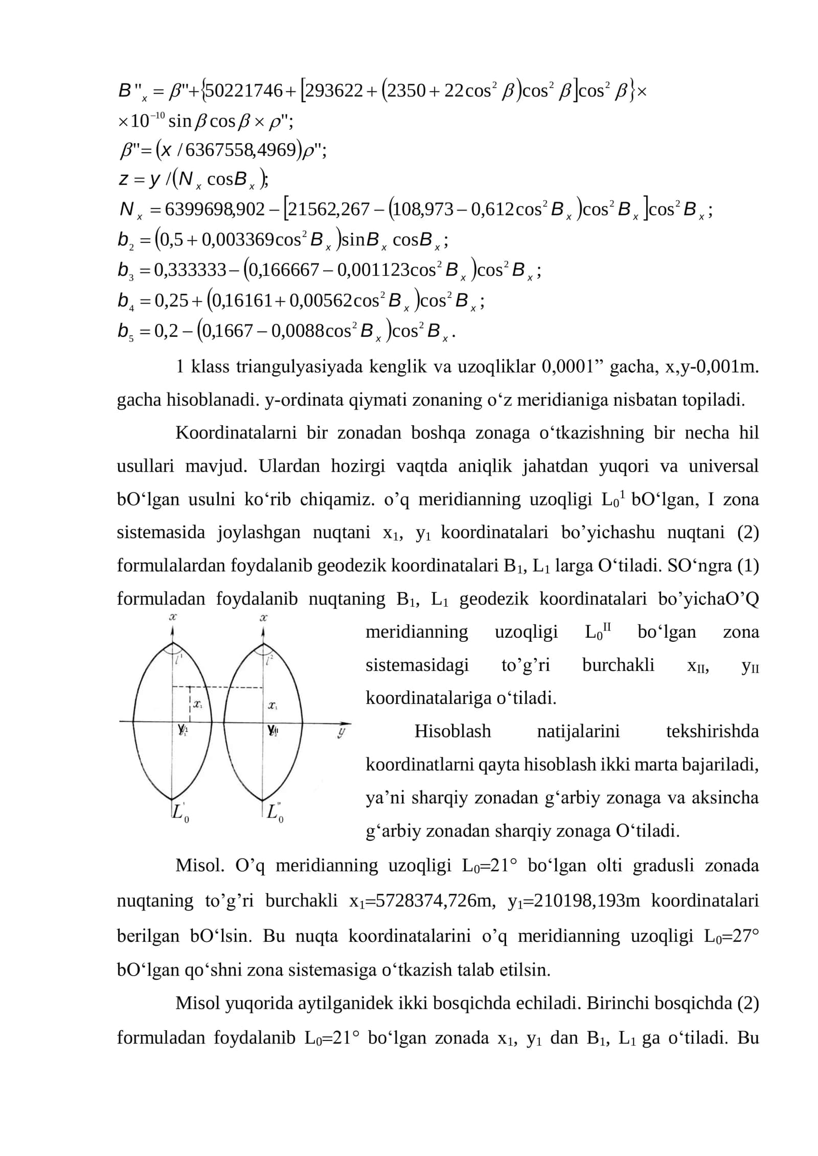Gauss-Kryuger to’g’ri burchakli koordinatalarini bir zonadan boshqa zonaga qayta hisoblash 2