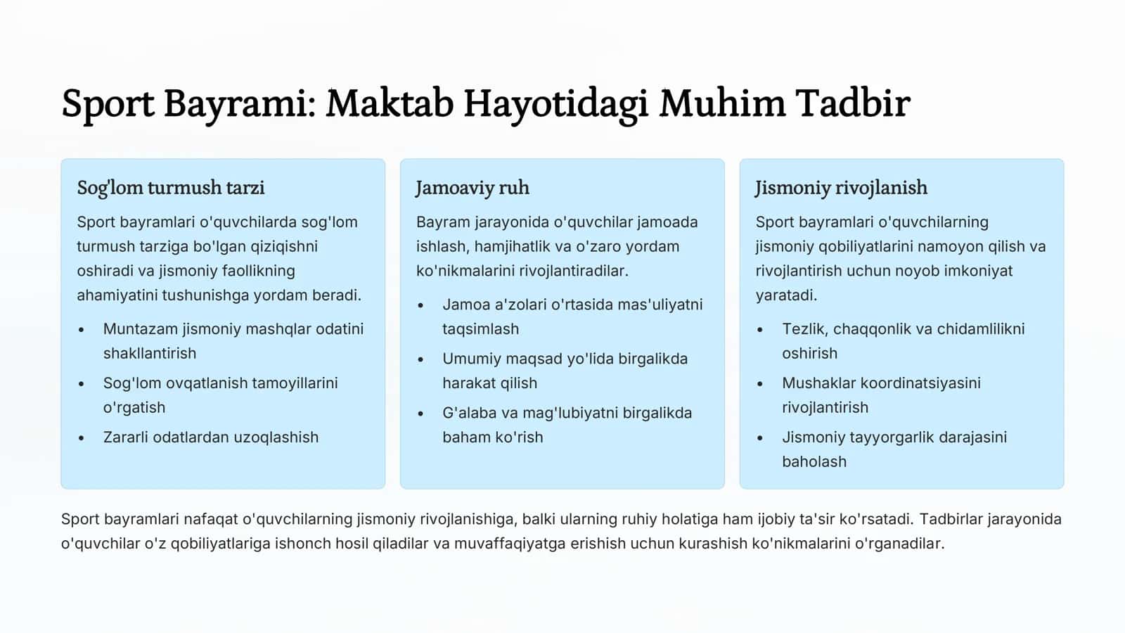 Maktabda Sport Bayramining Ahamiyati va Jismoniy Tarbiyadagi O'rni 2