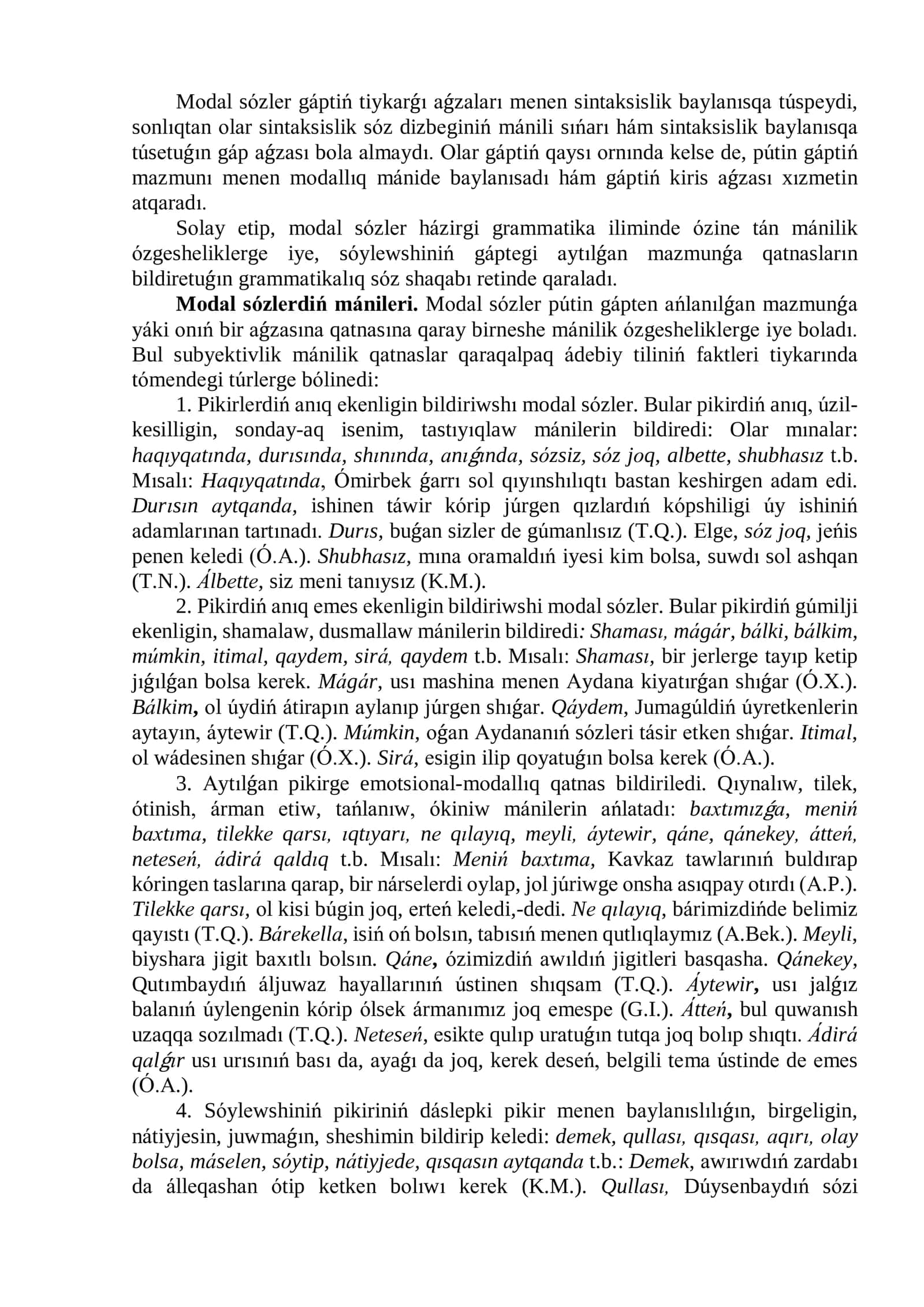 Modal, tańlaq hám eliklewish sózler 2