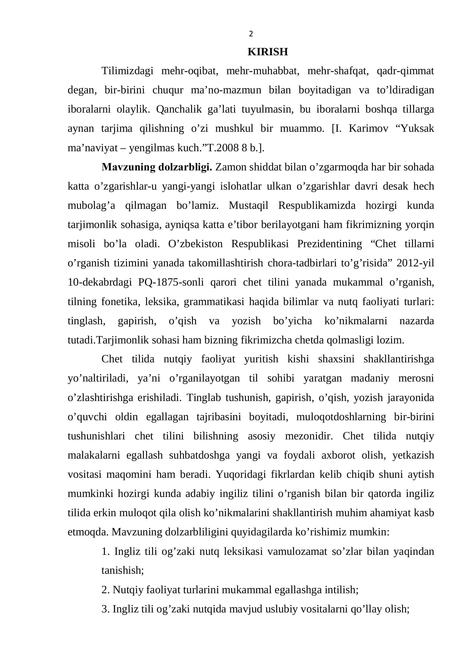 Bob. INGLIZ TILI OG’ZAKI NUTQ LEKSIKASI 2