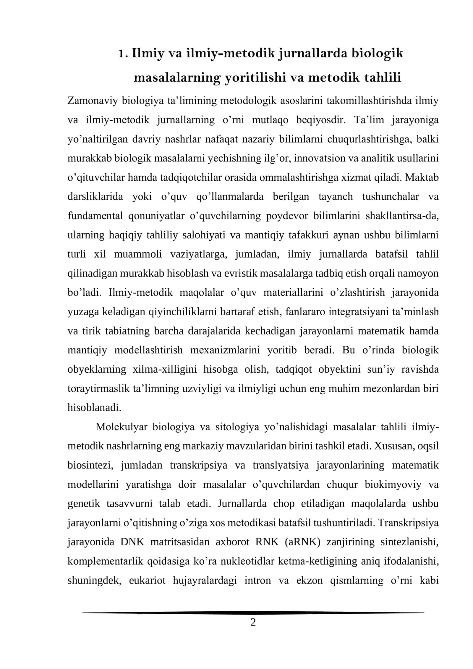 Ilmiy va ilmiy-metodik jurnallarda biologik masalalarning yoritilishi va metodik tahlili 2