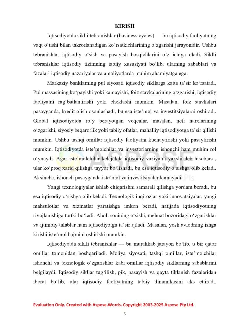 Iqtisodiyotda siklli tebranishlar, uning sabablari va sikl fazalari 2