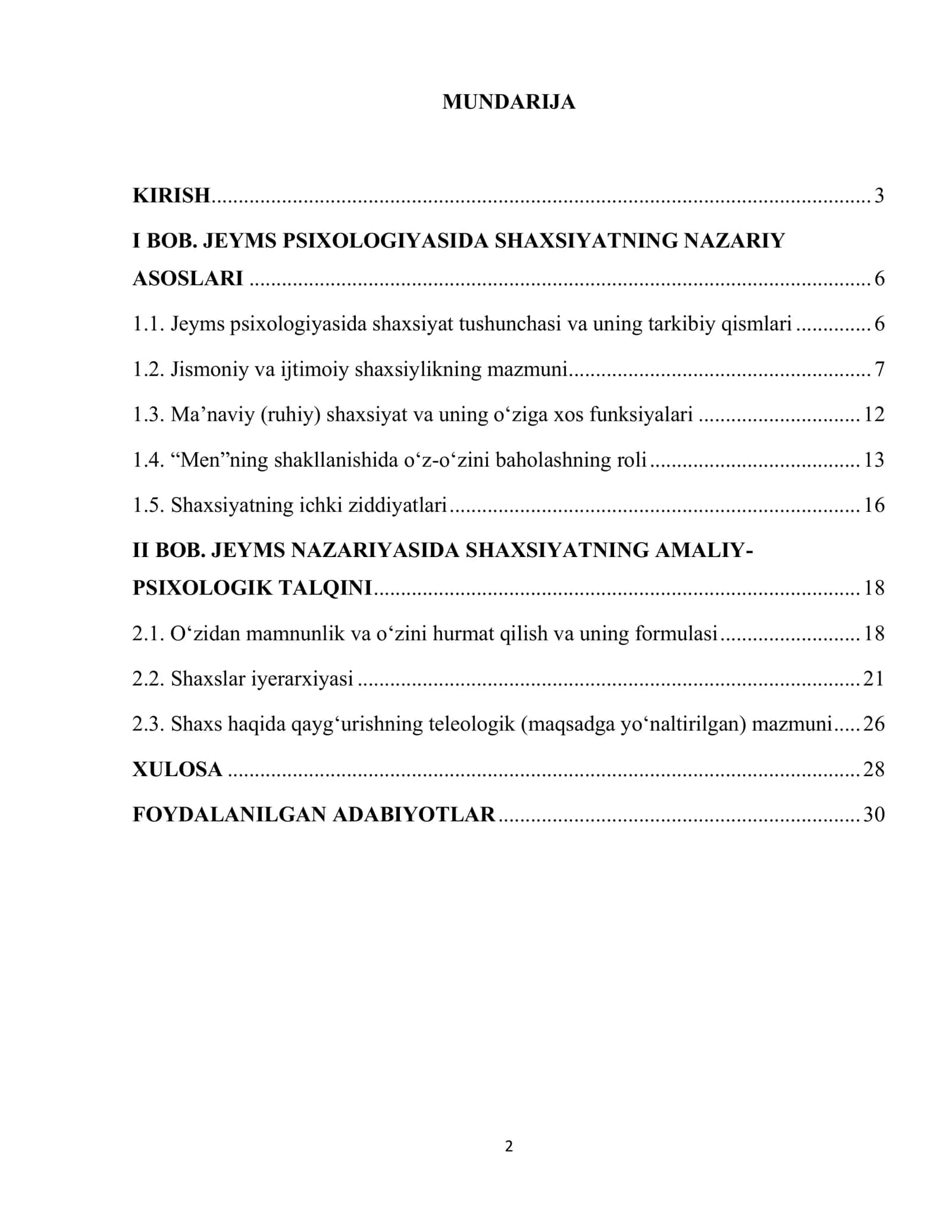 Ong psixologiyasida shaxsiyat tushunchasi (Jeyms) 2