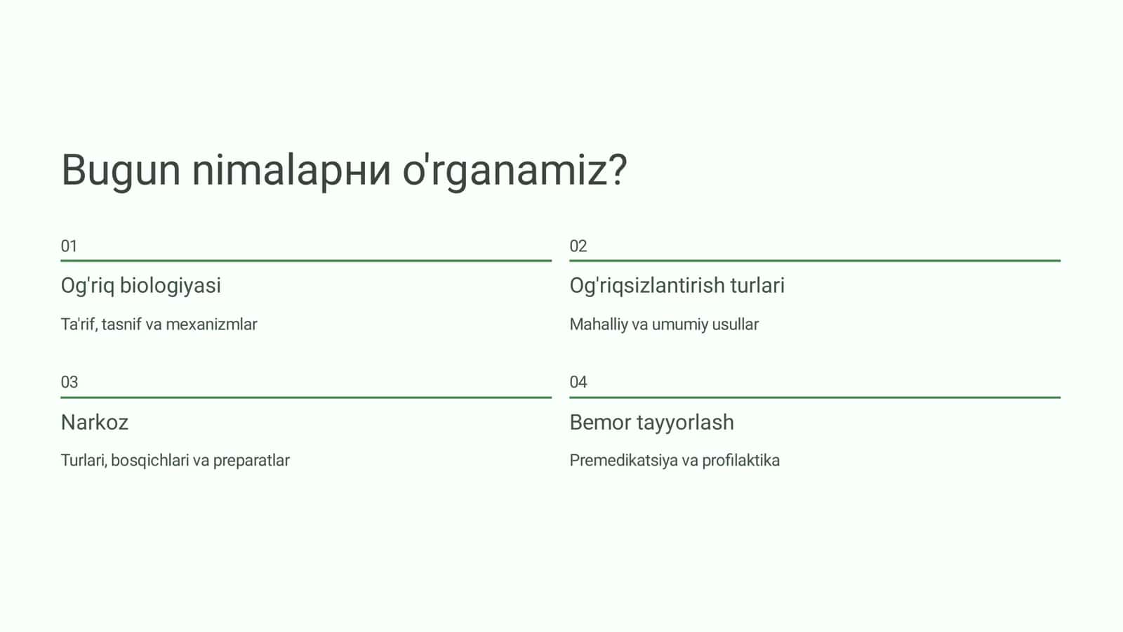 Og'riq va Og'riqsizlantirish 2