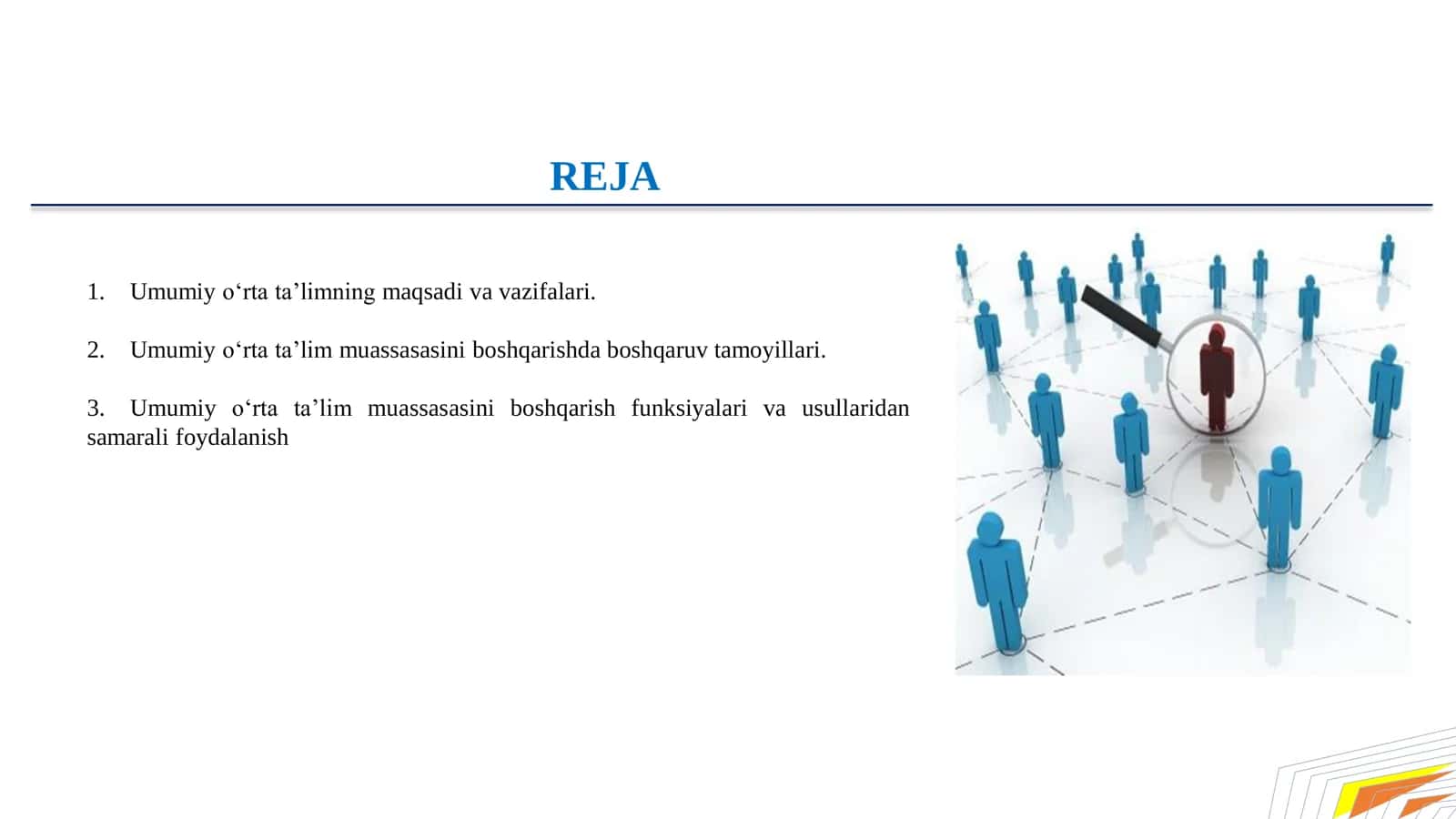 Menejerlik o'uv kursi tinglovchilari uchun  UMUMIY O‘RTA TA’LIM MUASSASASINI BOSHQARISH TRENING MAQSADI 2