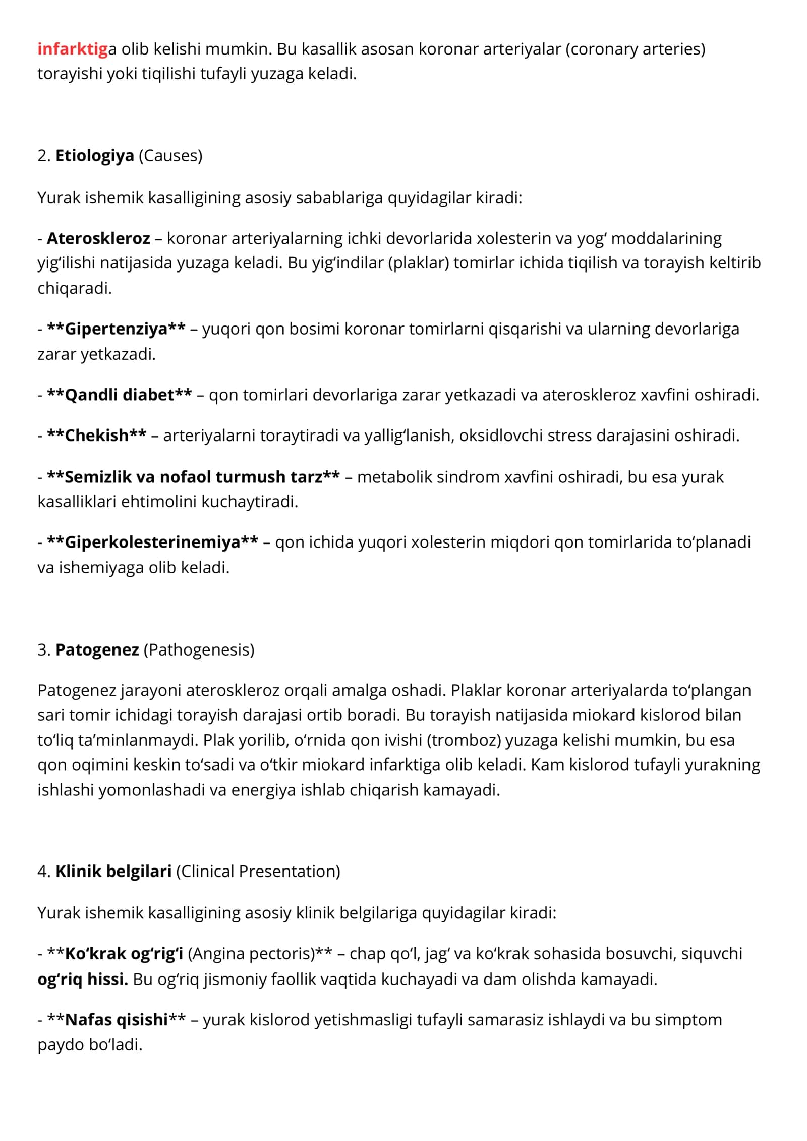 Yurak ishemik kasalligi (Ischemic heart disease) 2