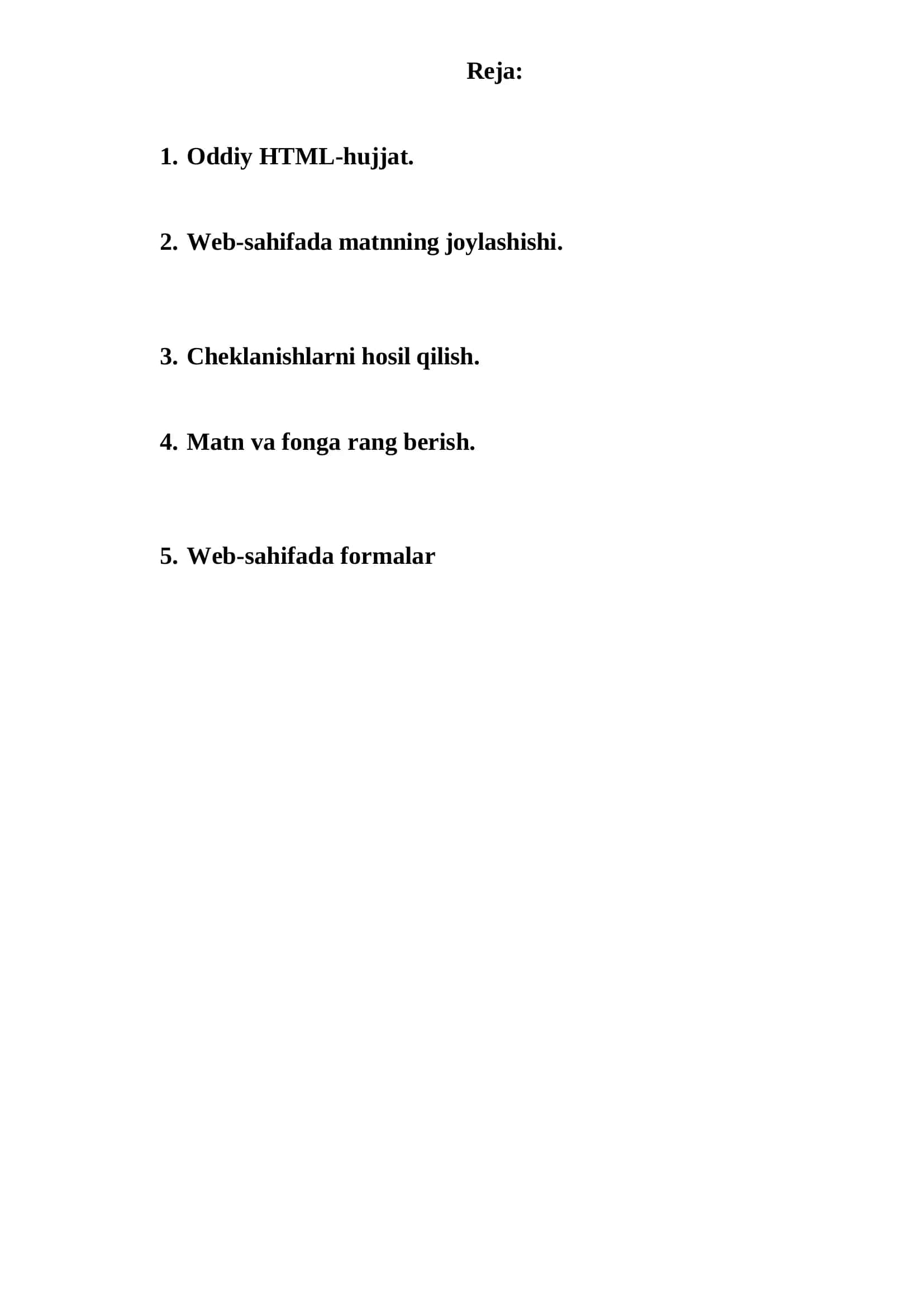 HTML tilida web-sahifa tayyorlash 2