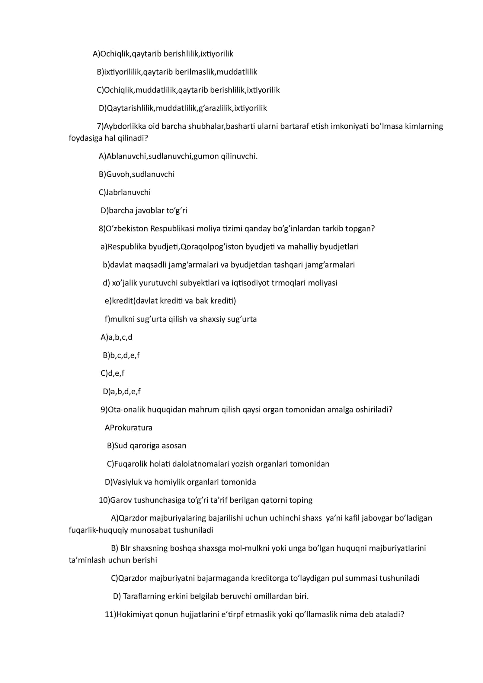 Buyuk Huquqshunoslar Test 2