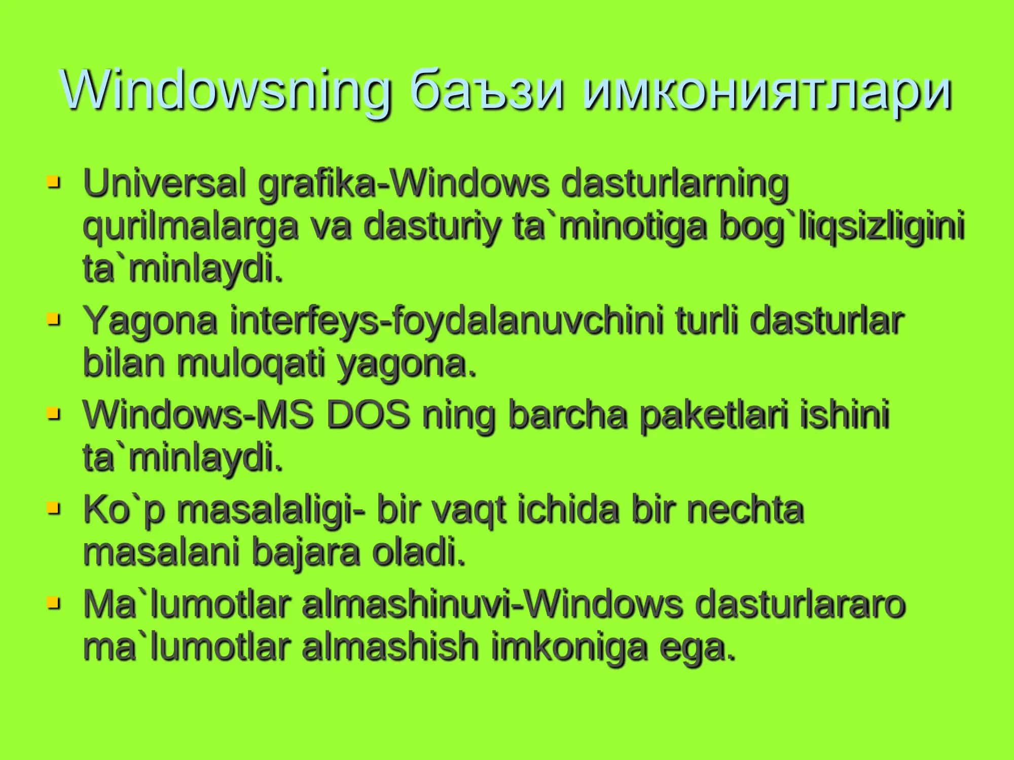 Windows tizimlari 2