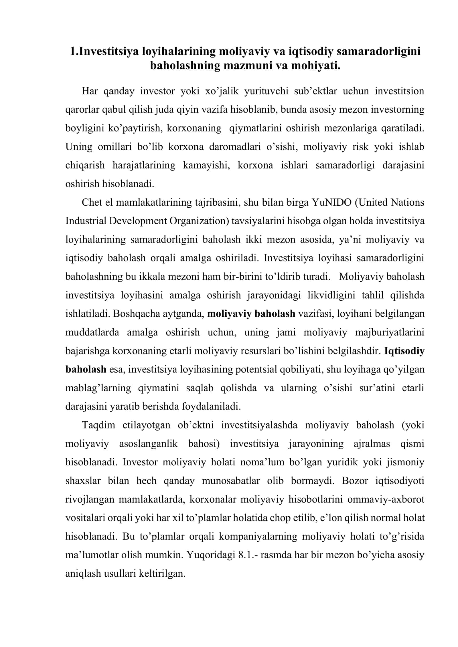 Investitsiya loyihalarining moliyaviy iqtisodiy faoliyatini baxolash 2