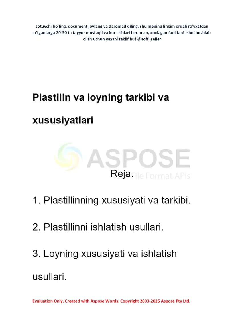 Plastilin va loyning tarkibi va xususiyatlari 2