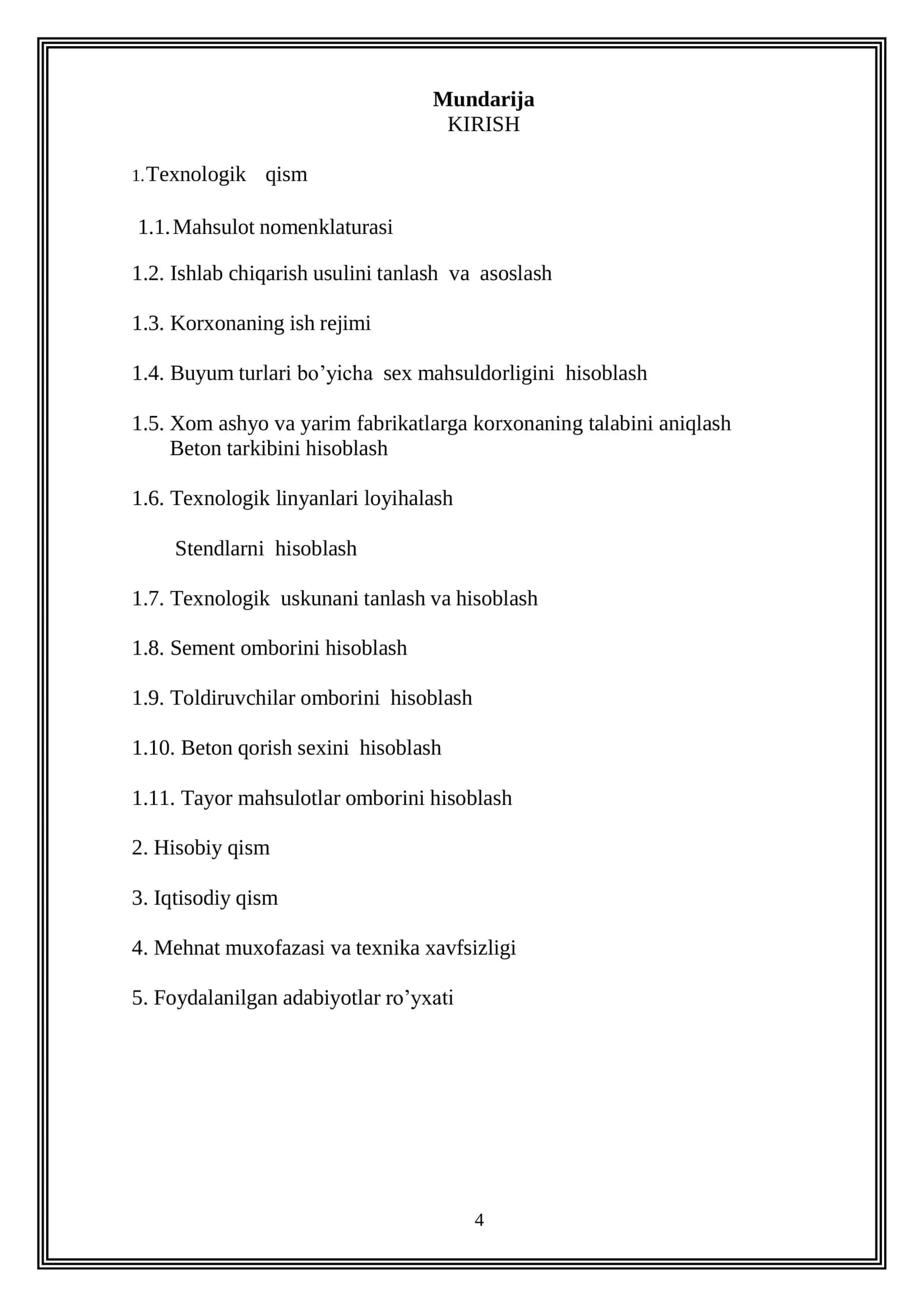 Sentrifugalash usulida temir beton elektr o’tkazgich tayanchlari ishlab chiqarishni loyihalash 2