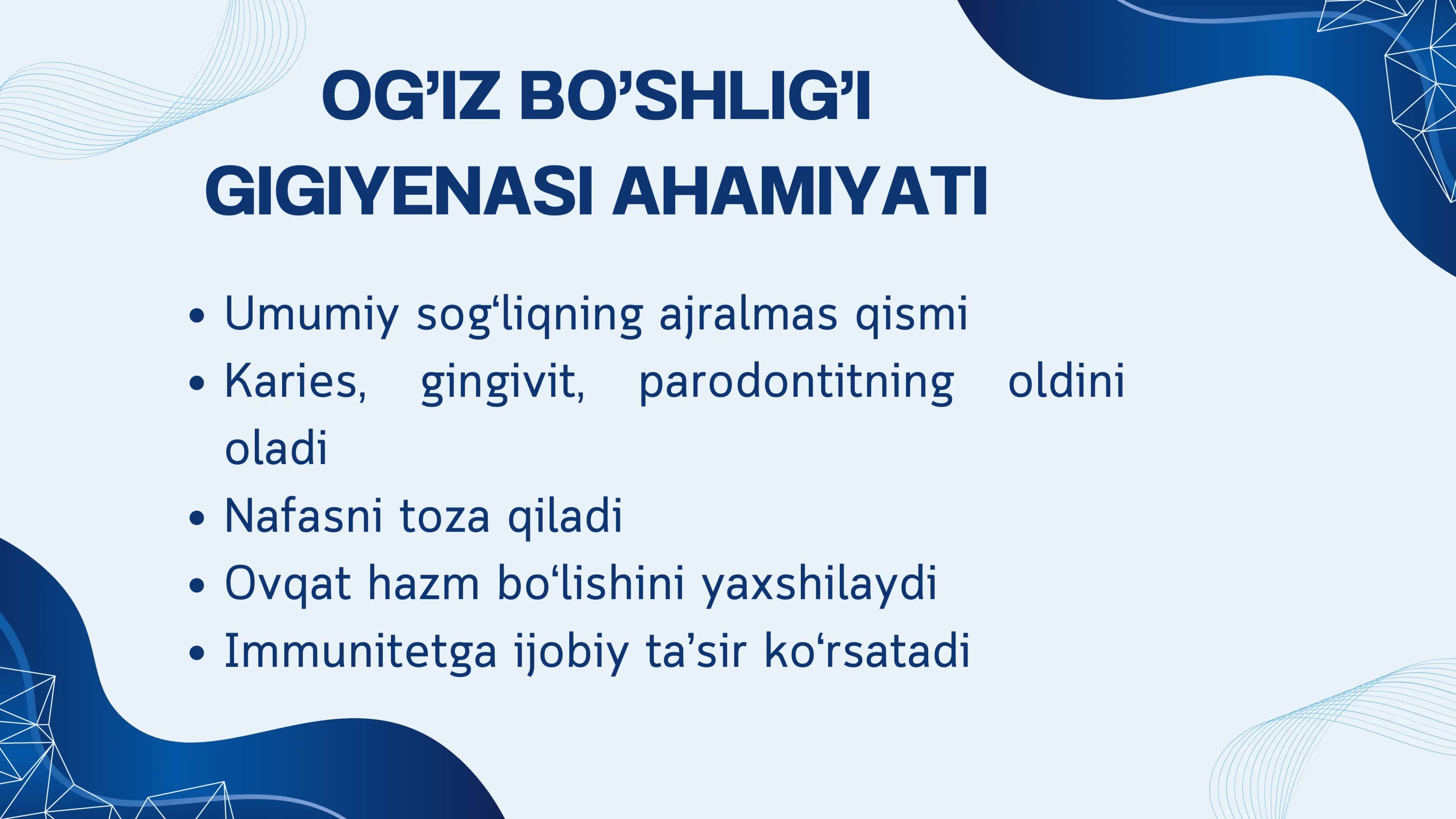 OG’IZ BO’SHLIG’I GIGIYENASI VA UNDA FOYDALANILADIGAN VOSITALAR 2