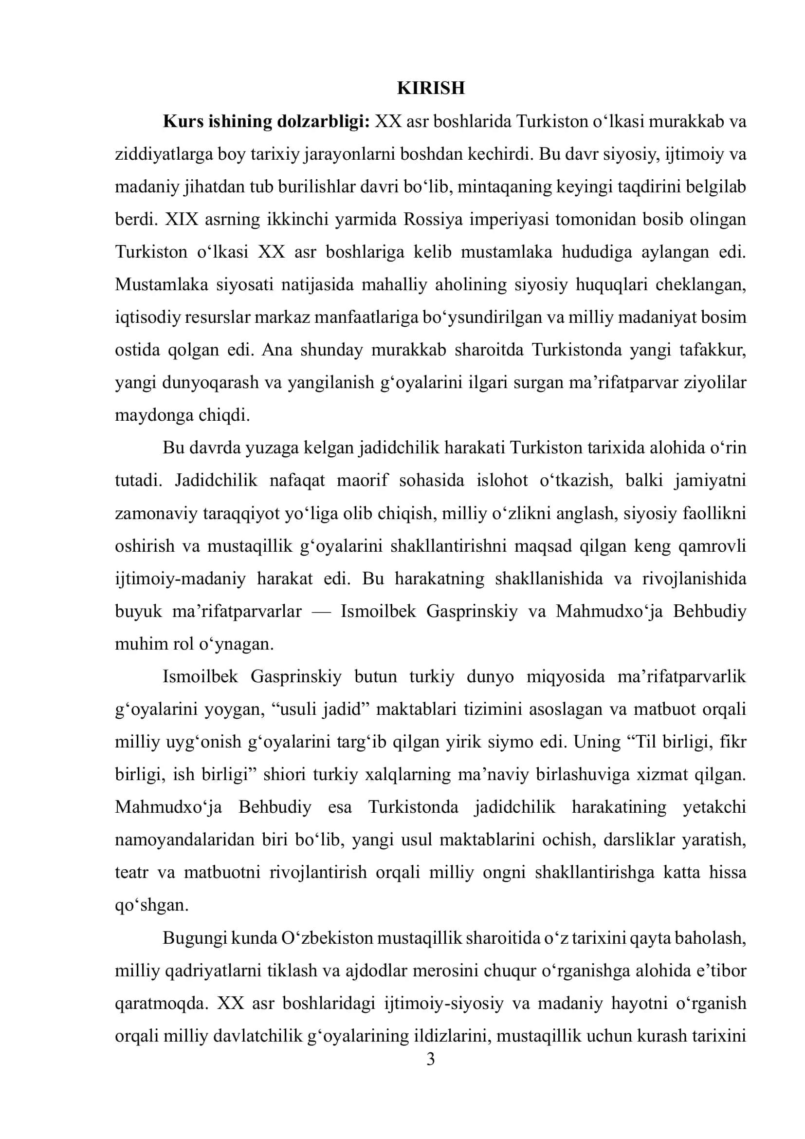 XX ASR BOSHLARIDA TURKISTONDA IJTIMOIY-SIYOSIY VA MADANIY HAYOT. ISMOILBEK GASPRINSKIY VA MAHMUDXO‘JA BEHBUDIY FAOLIYATI 2