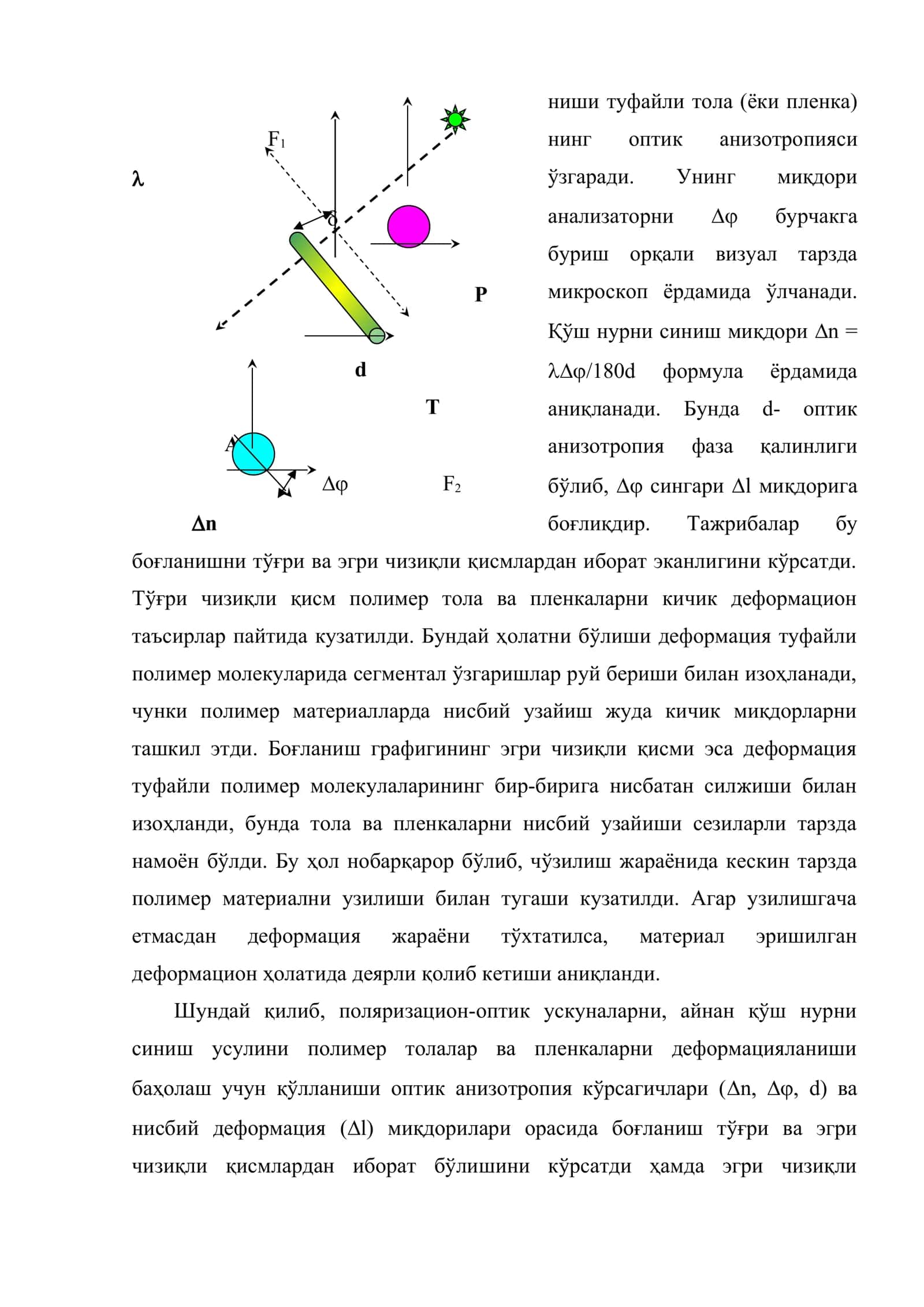 Полимер толалар ва пленкалар деформациясини поляризацион-оптик усулларда аниқлаш 2