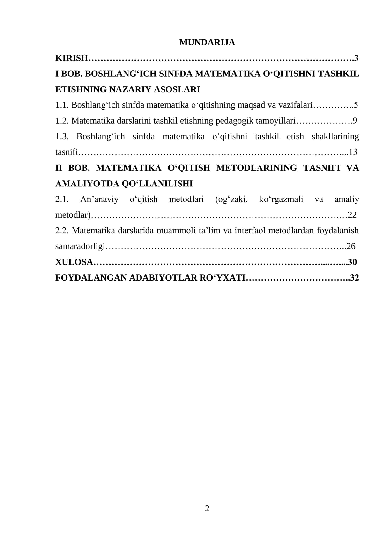 Boshlangʻich sinfda matematika o‘qitish shakllari. O‘qitish metodlari 2