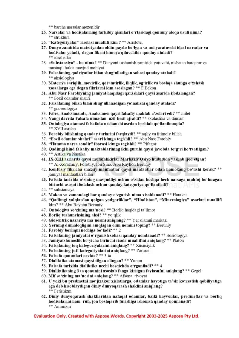 Falsafa savollari va javoblari taqdimoti 2