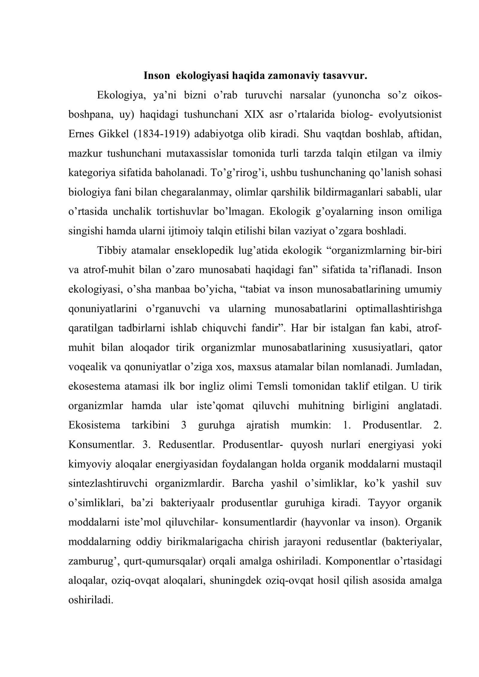 Ekologik omillarning ta’siri va salomatlik 2