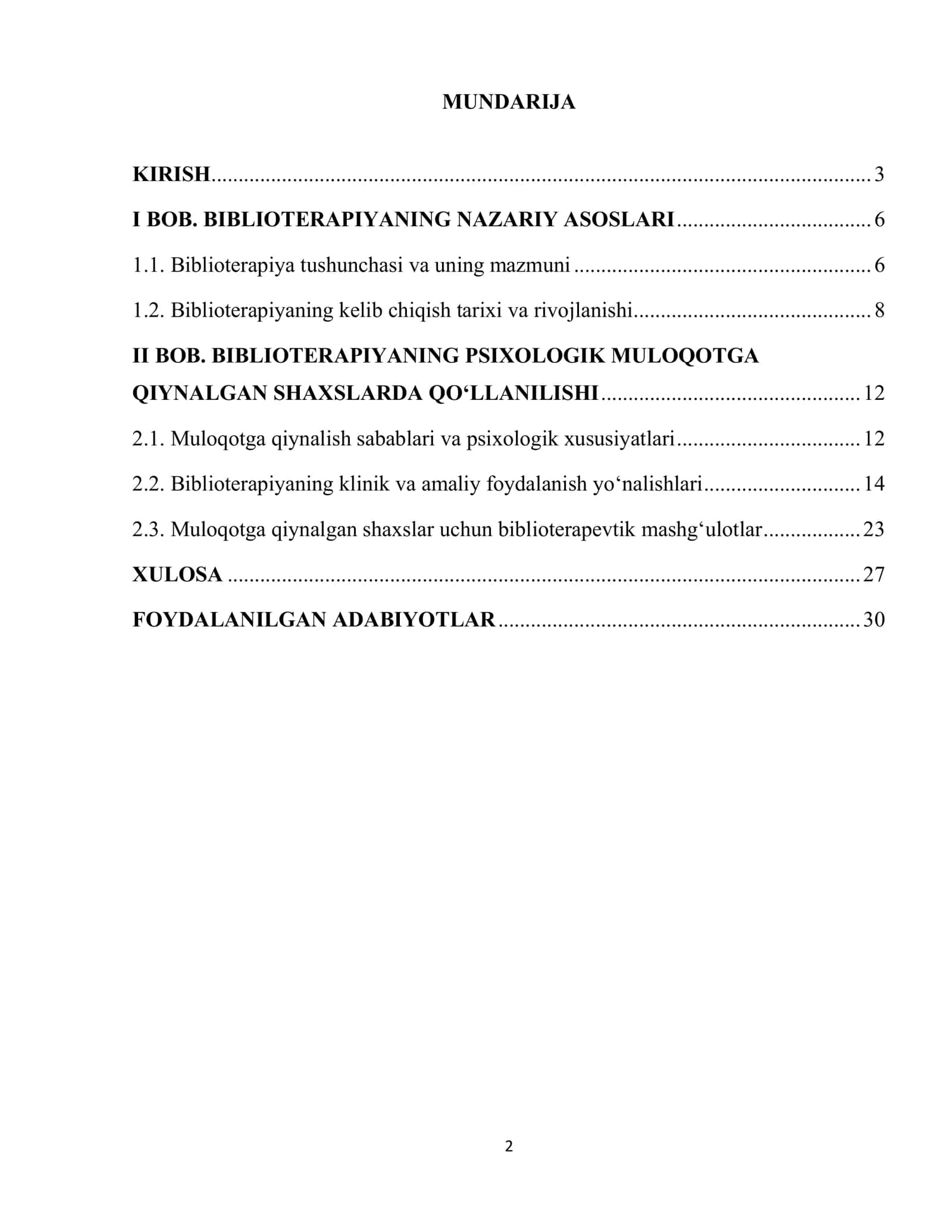Biblioterapiya psixologik muloqotga qiynalganlar uchun 2