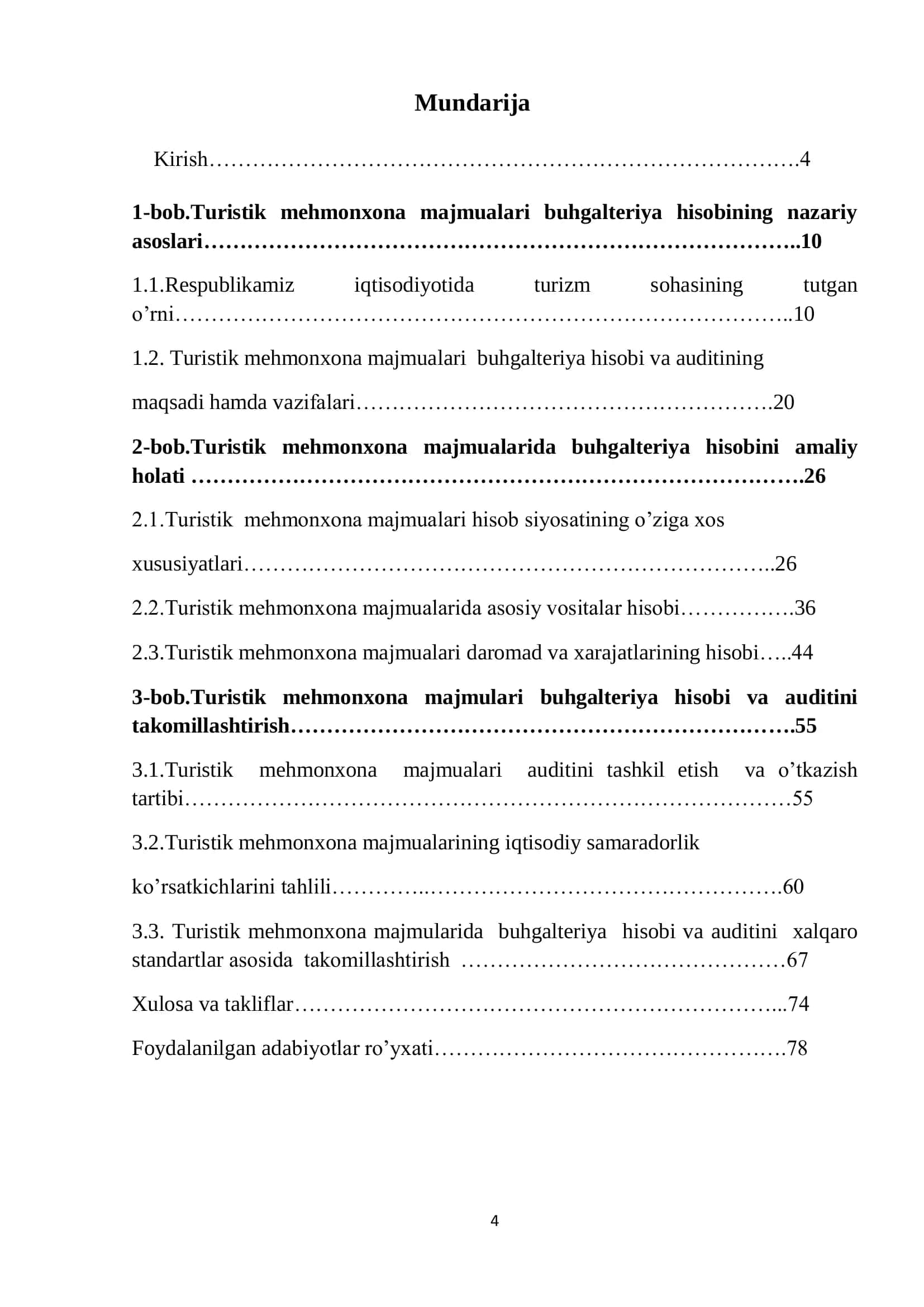 Turistik mehmonxona majmualari buhgalteriya hisobi va auditini tashkil etish 2