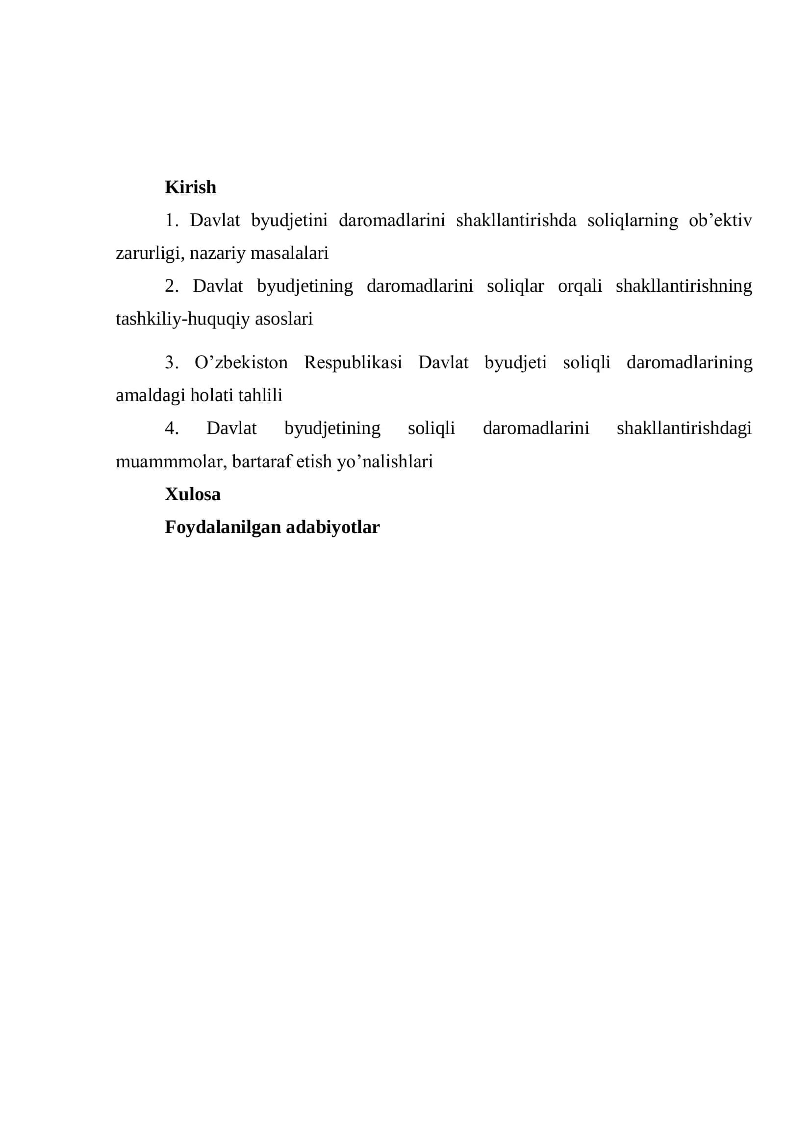 Davlat byudjetining soliqli daromadlarini shakllantirishdagi muammmolar, bartaraf etish yo’nalishlari 2