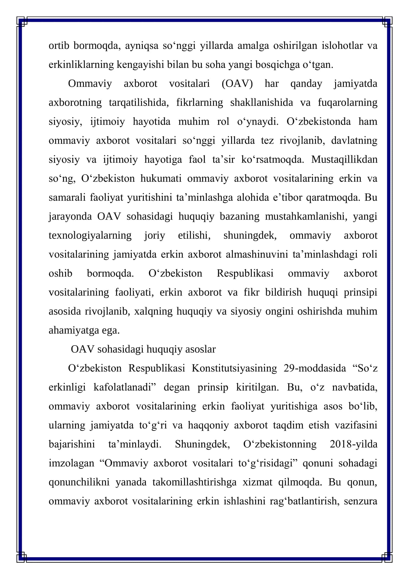 Ommaviy axborot vositalari faoliyati 2