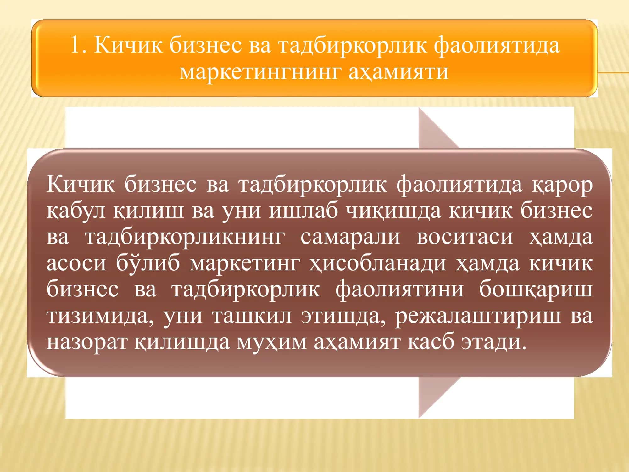 Кичик бизнес ва тадбиркорлик субъектларида маркетинг фаолиятини ташкил этиш 2