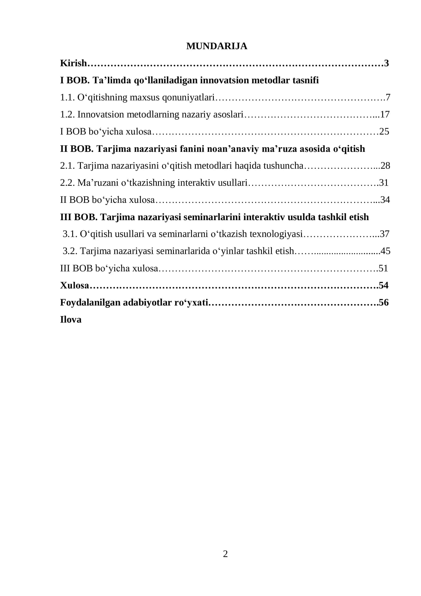 TARJIMA NAZARIYASINI O„QITISHDA INNOVATSION METODLARDAN FOYDALANISH 2
