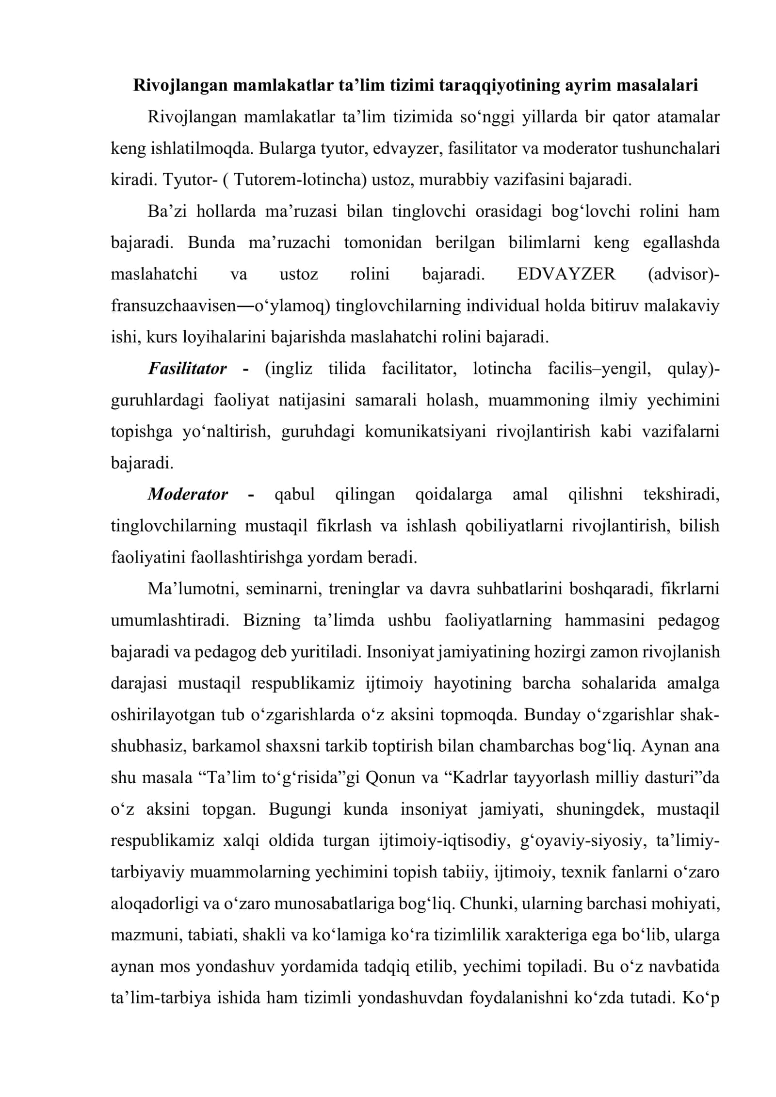 Rivojlangan mamlakatlarda maktabgacha ta’lim tizimi 2