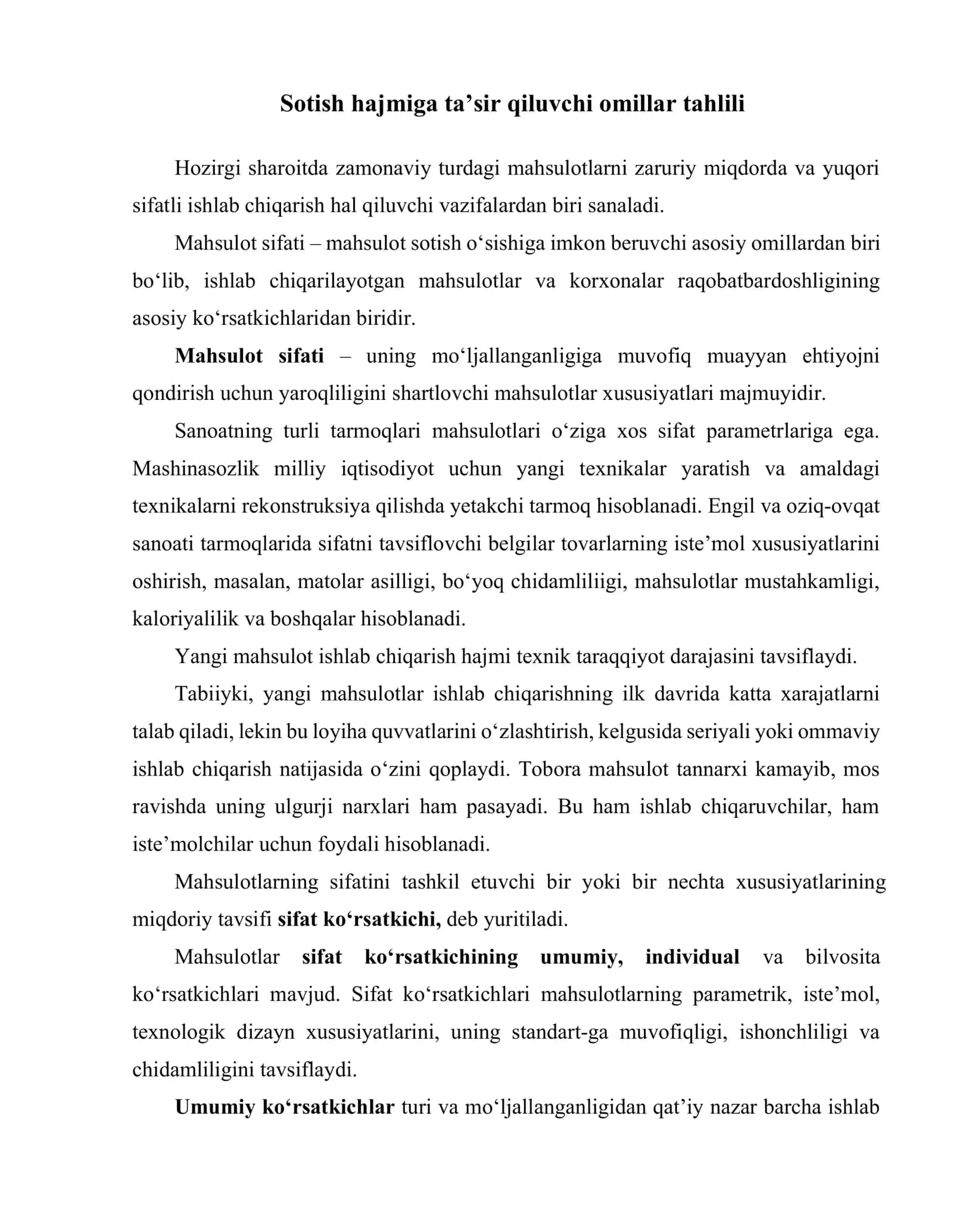 Sotish hajmiga tasir qiluvchi omillar 2