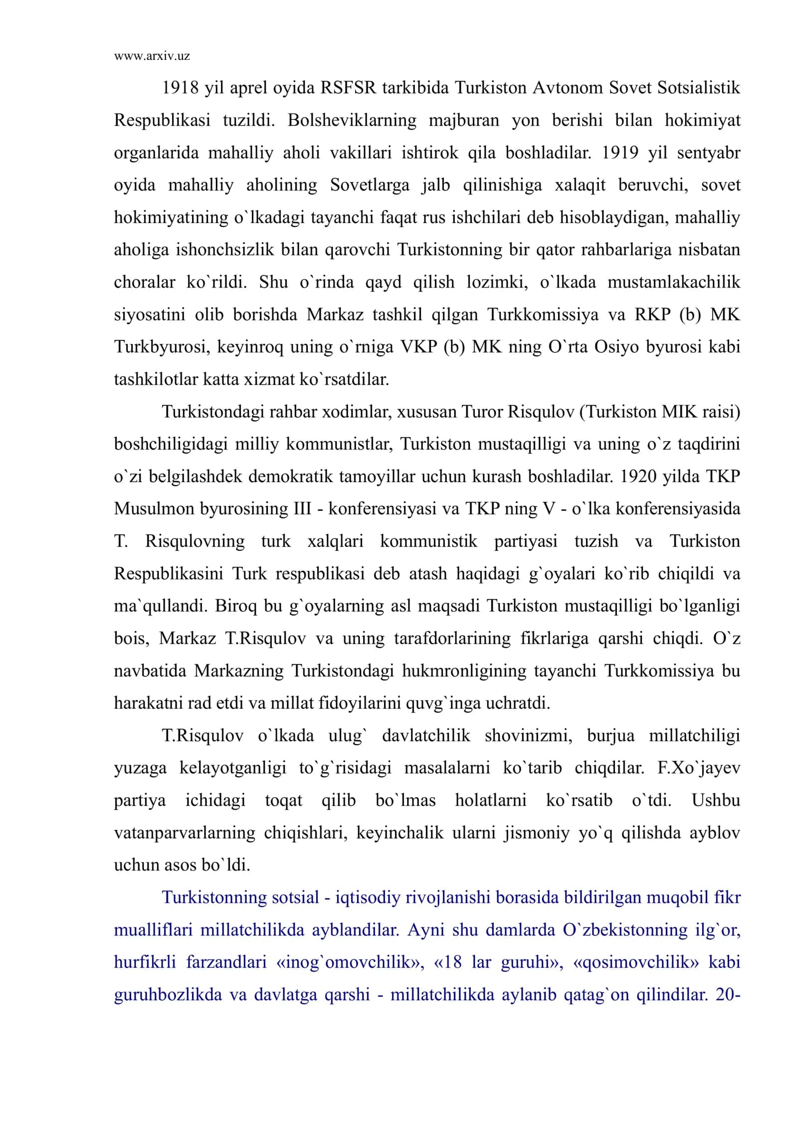 O`zbekistonda sovet hokimiyatining iqtisodiy va ijtimoiy siyosati mohiyati 2