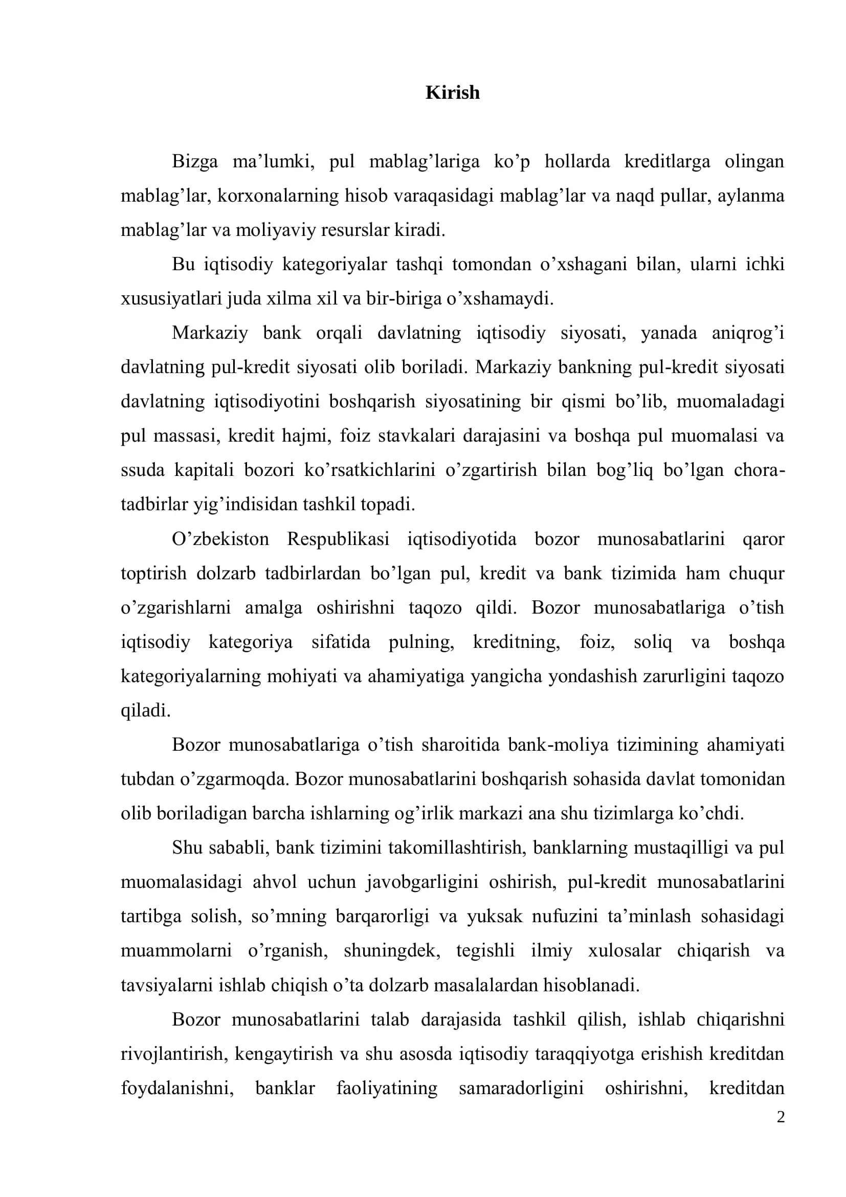 Kreditning mohiyati va vazifalari 2