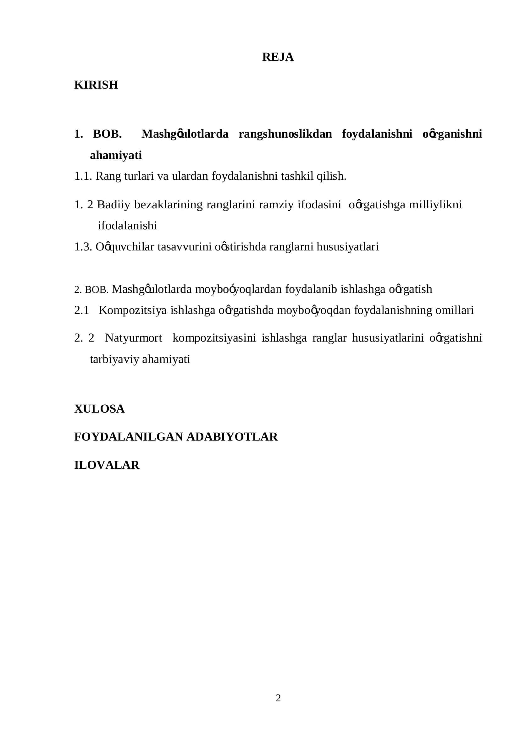 KHK larida tasviriy san'at mashg'ulotlarini o'qitishda ma'naviy tarbiyani shakllantirish 2