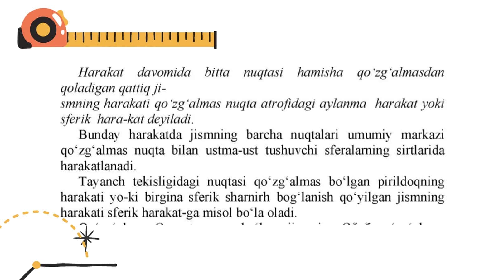 QOʻZGʻALMAS NUQTA ATROFIDA HARAKAT. EYLER BURCHAKLARI. AKSIODA 2