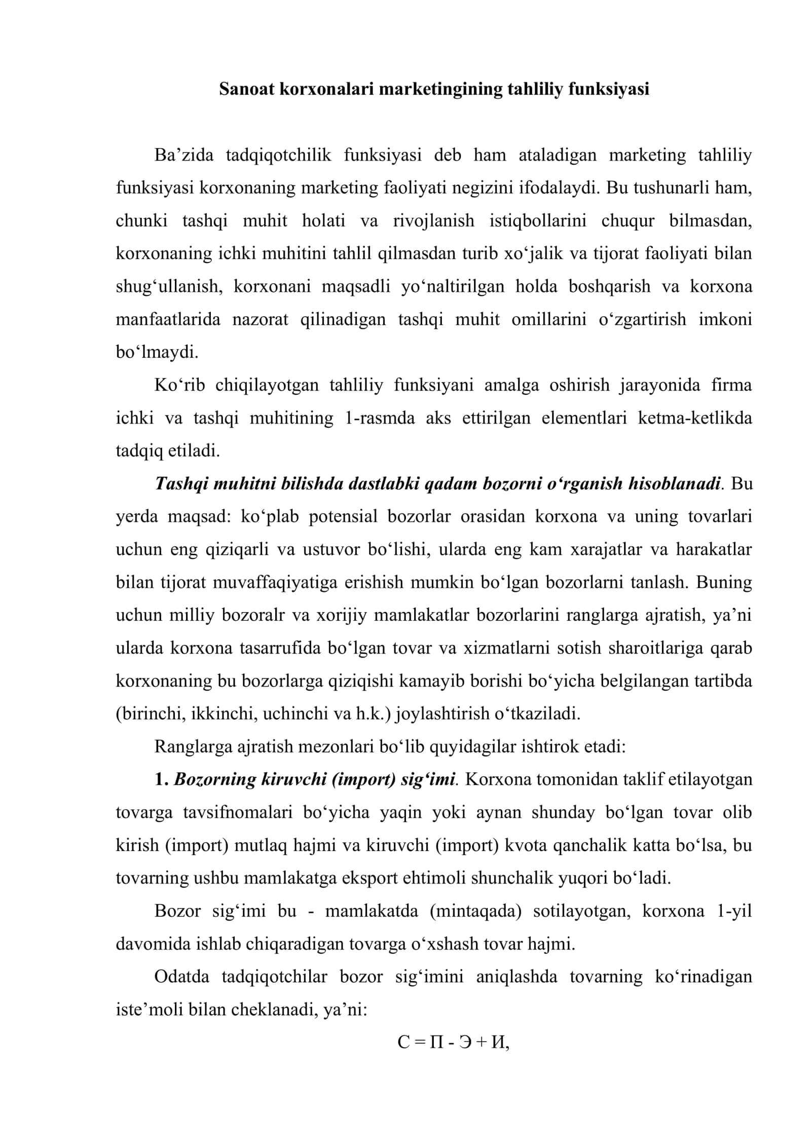 Sanoat korxonalari marketingi 2