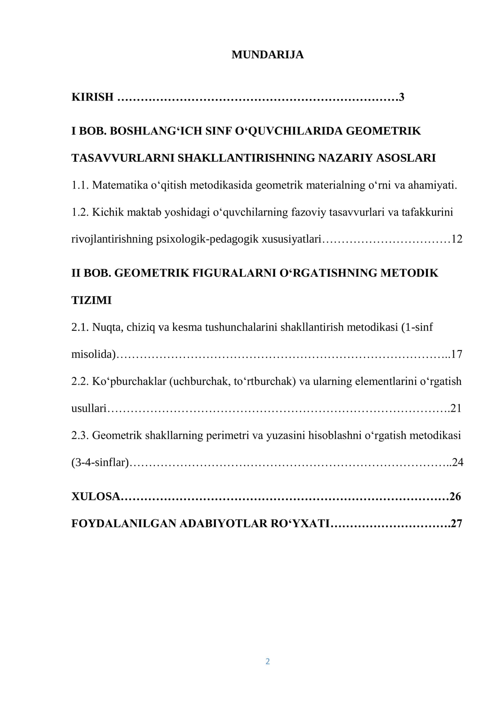 1-4 sinflarda o‘quvchilarga geometrik figuralar elementar matematik tasavvurlarni shakllantirish metodikasi 2