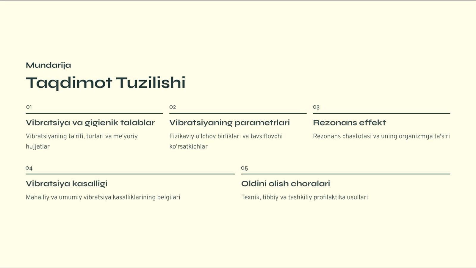 Korxonalarda Tebranishli Vaziyatlarni Tekshirish va Baholash: Vibratsiya va Rezonans Chastotasi uchun Gigienik Talablar 2