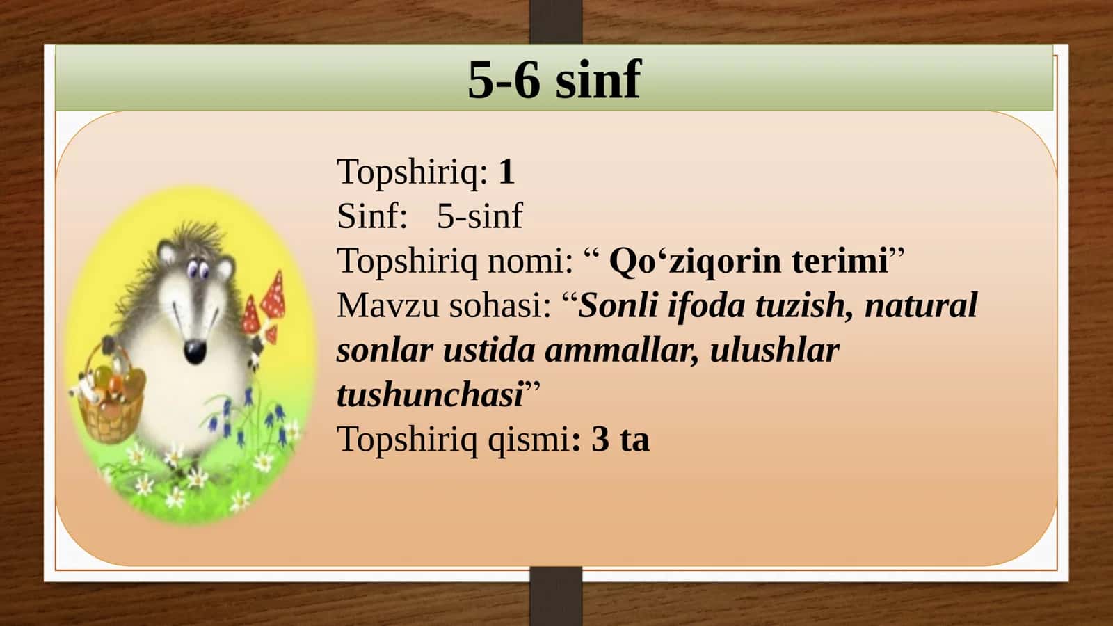 5-6 sinf Matematika fanidan Sonli ifoda tuzish, natural sonlar ustida ammallar, ulushlar tushunchasi 2