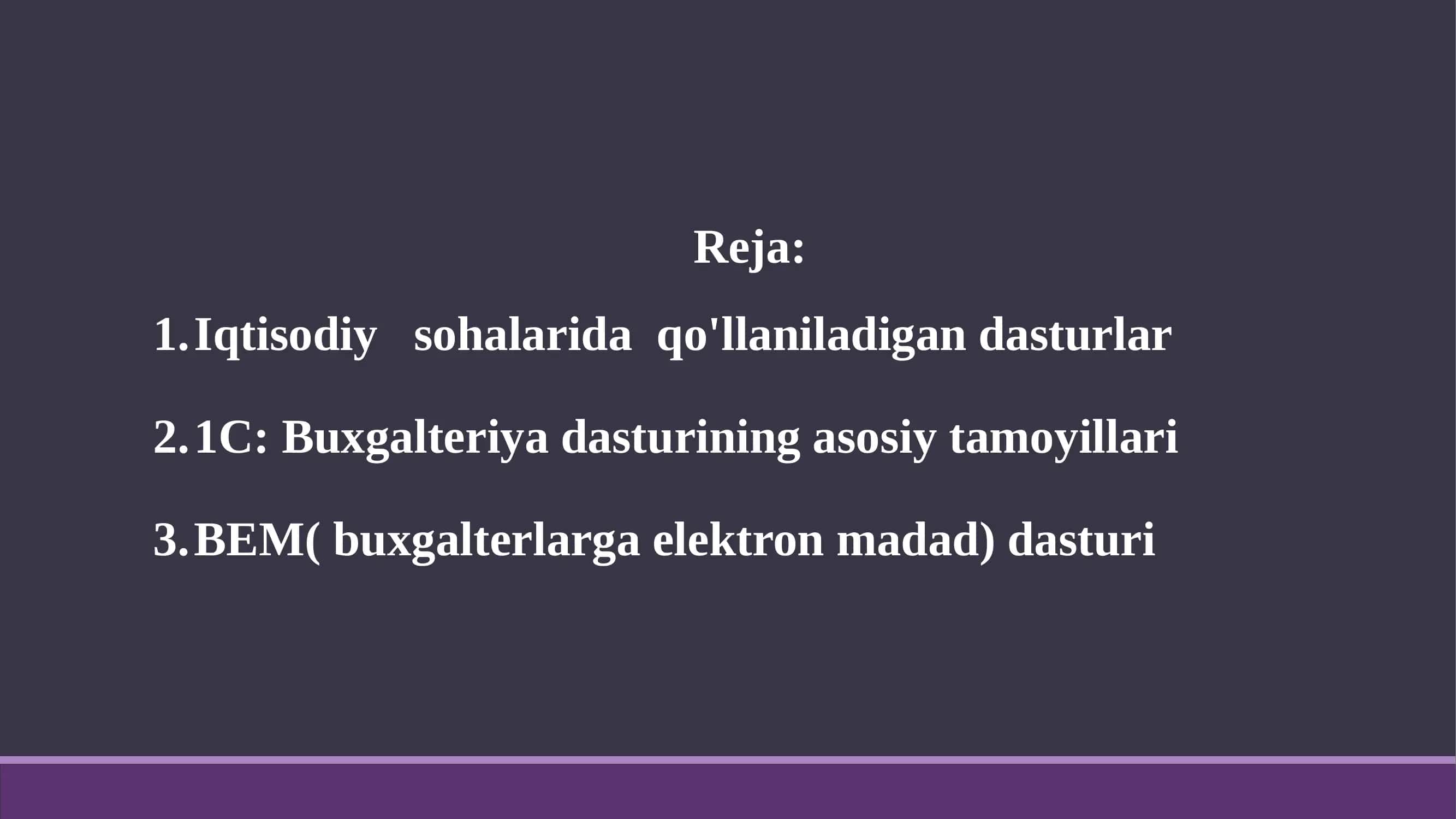 Iqtisodiy sohalarida qo'llaniladigan dasturlar 2