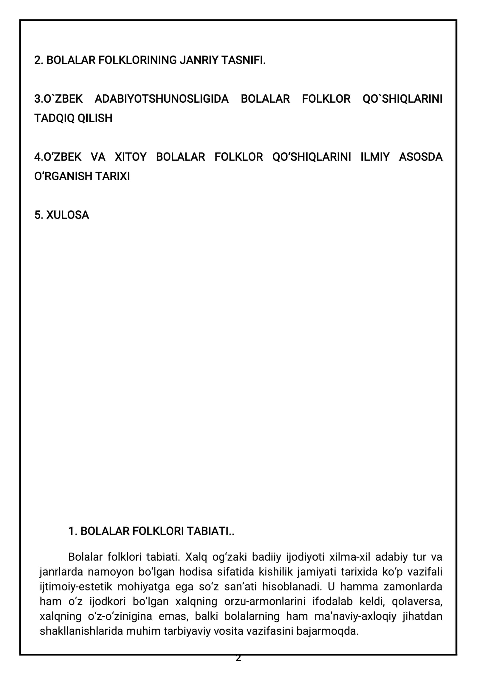 BOLALAR ADABIYOTI NAZARIYASI FANIDAN TAYYORLAGAN MUSTAQIL ISHI 2
