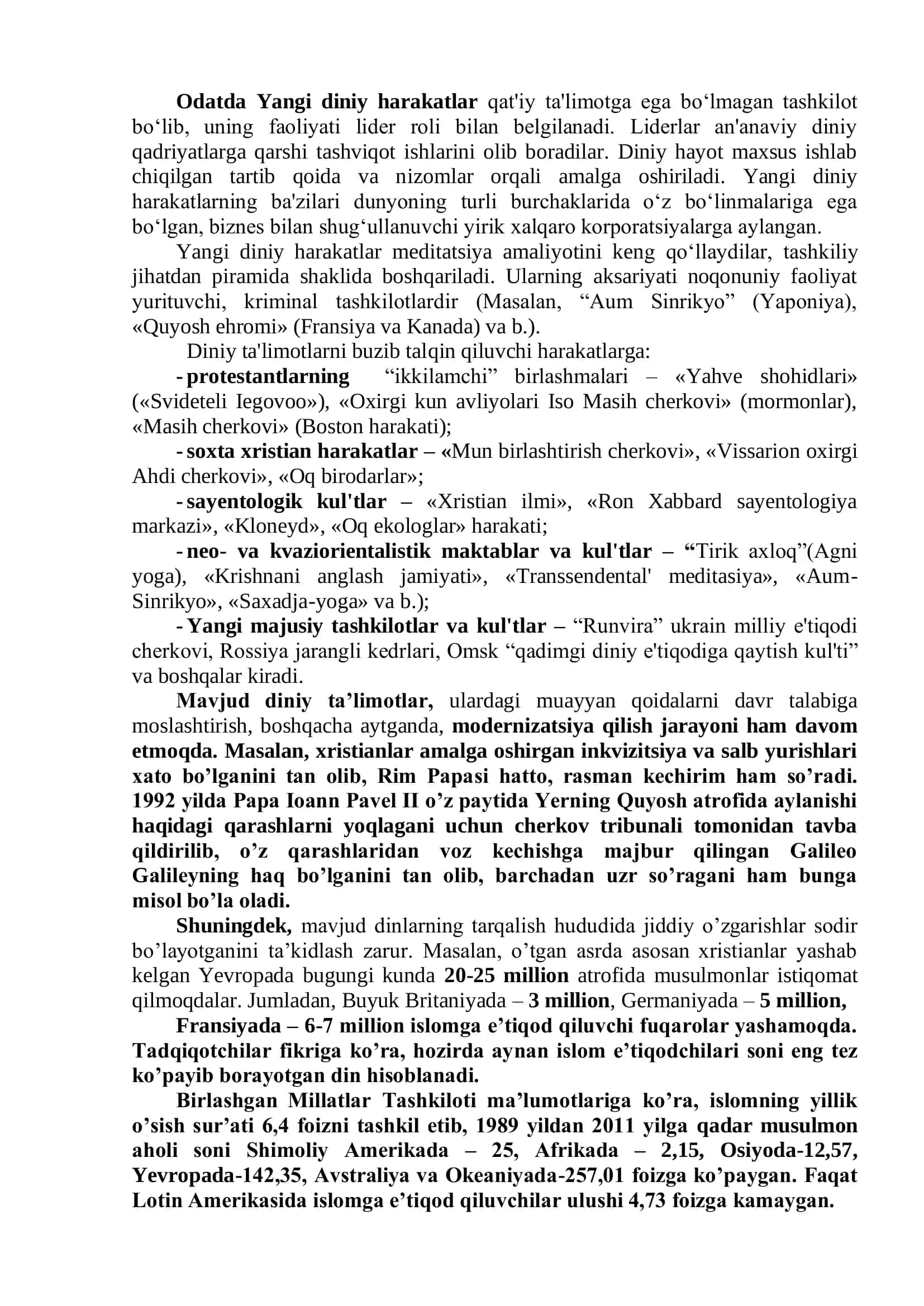 Yangi diniy ta`limotlar va sektalar. Kiber makonda din 2