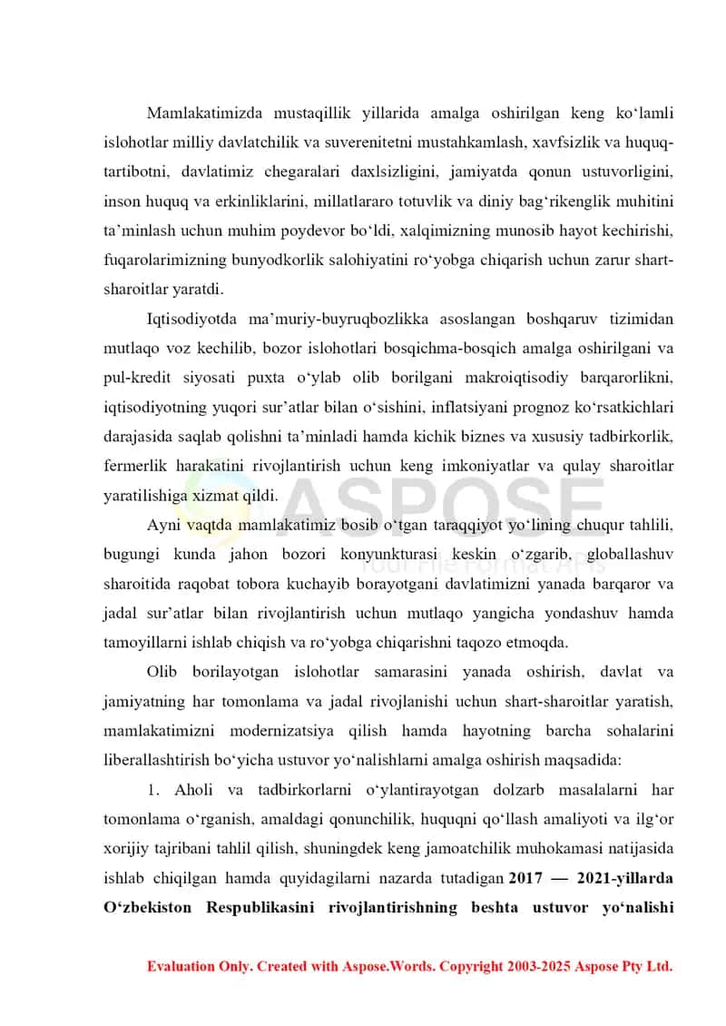 Oʻzbekistonni rivojlantirish boʻyicha taraqqiyot strategiyasi 2