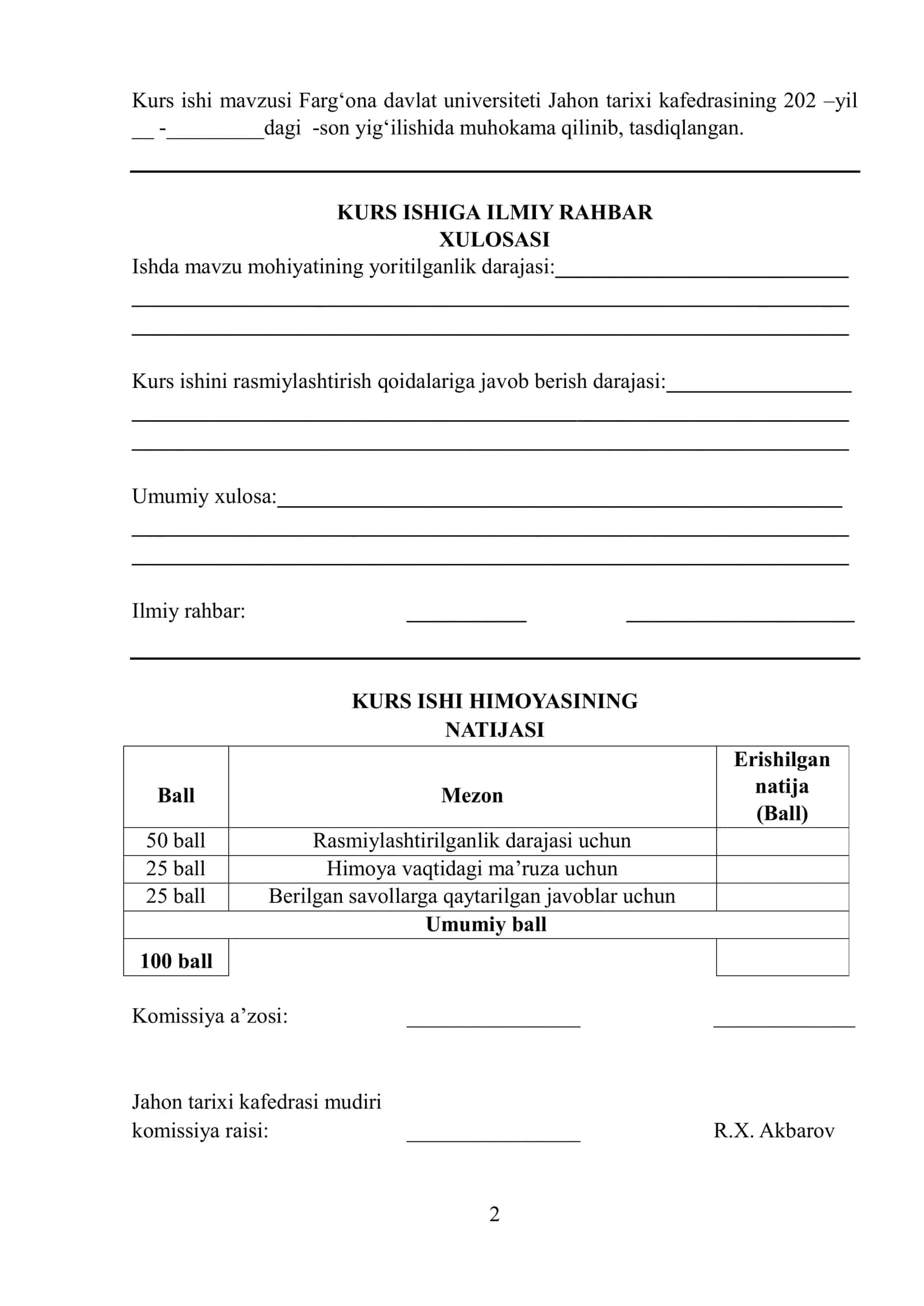 "Qadimgi Eron – Ahamoniylar imperiyasi va uning boshqaruv tizimi" kurs ishi 2