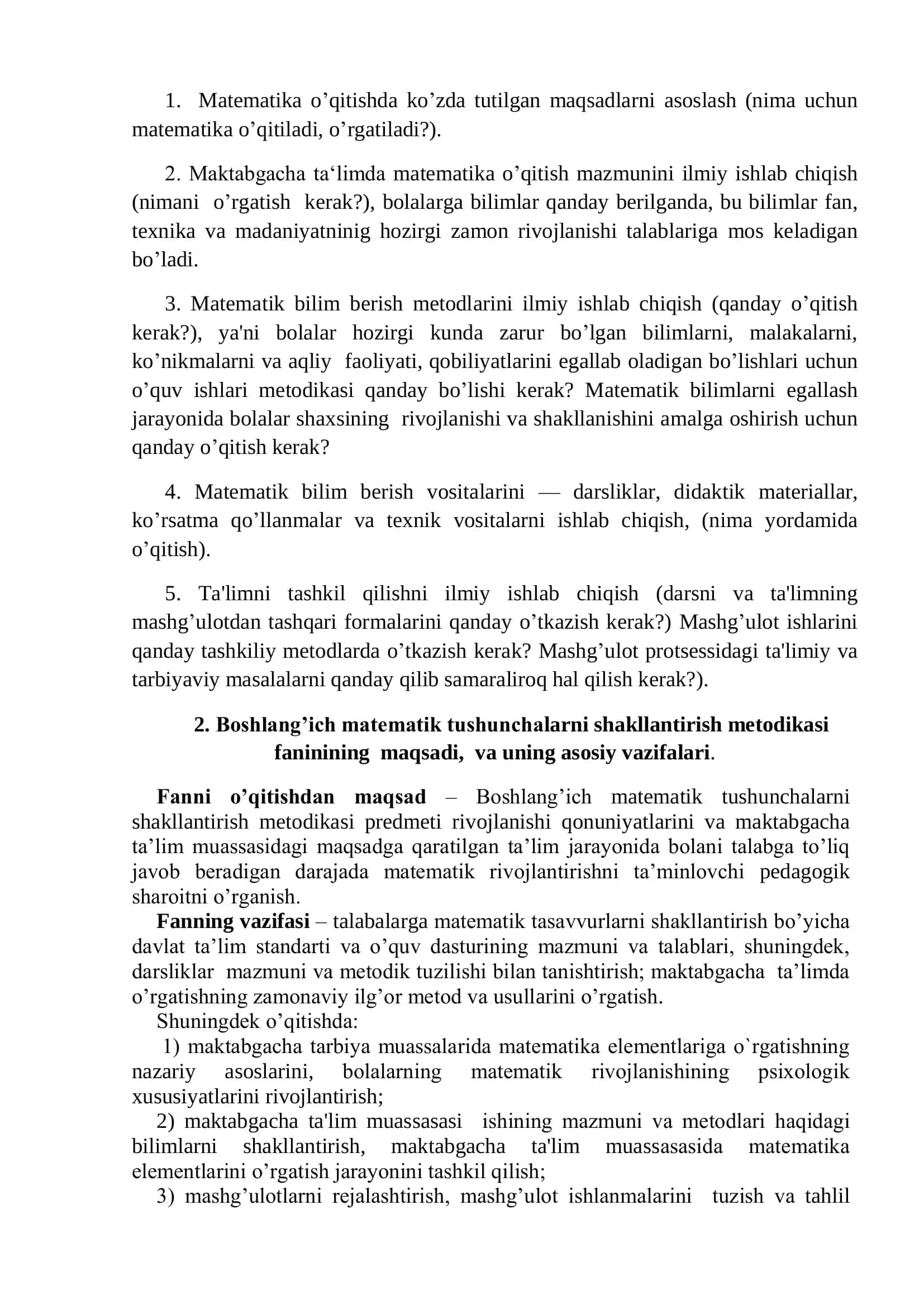 Boshlang’ich matematik tushunchalarni shakllantirish nazariyasi va metodikasi 2