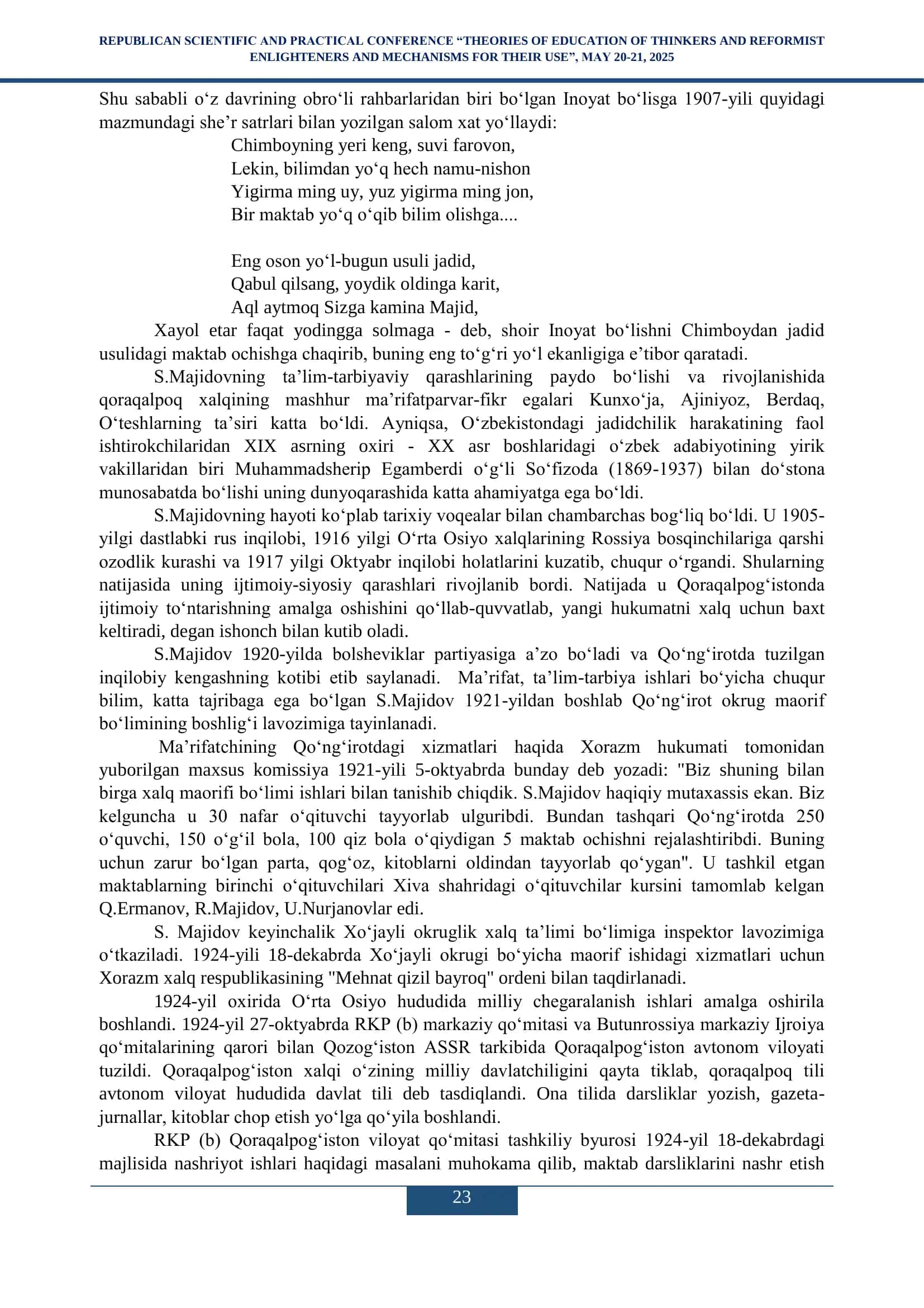 Seyfulg‘abid Majidovning Ma’rifiy-jadidchilik Faoliyati va Ta’lim-Tarviyaviy Qarashlari 2
