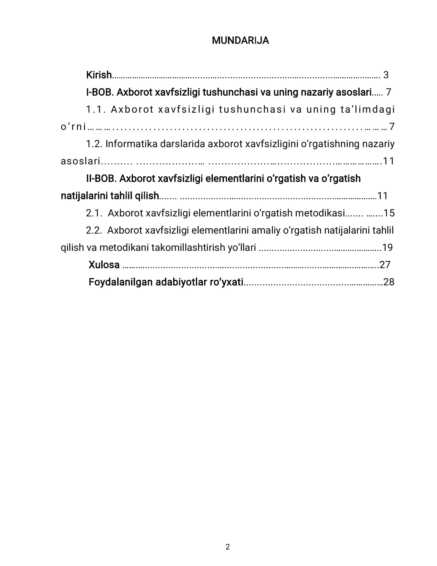 Informatikani o‘qitish metodikasi 2