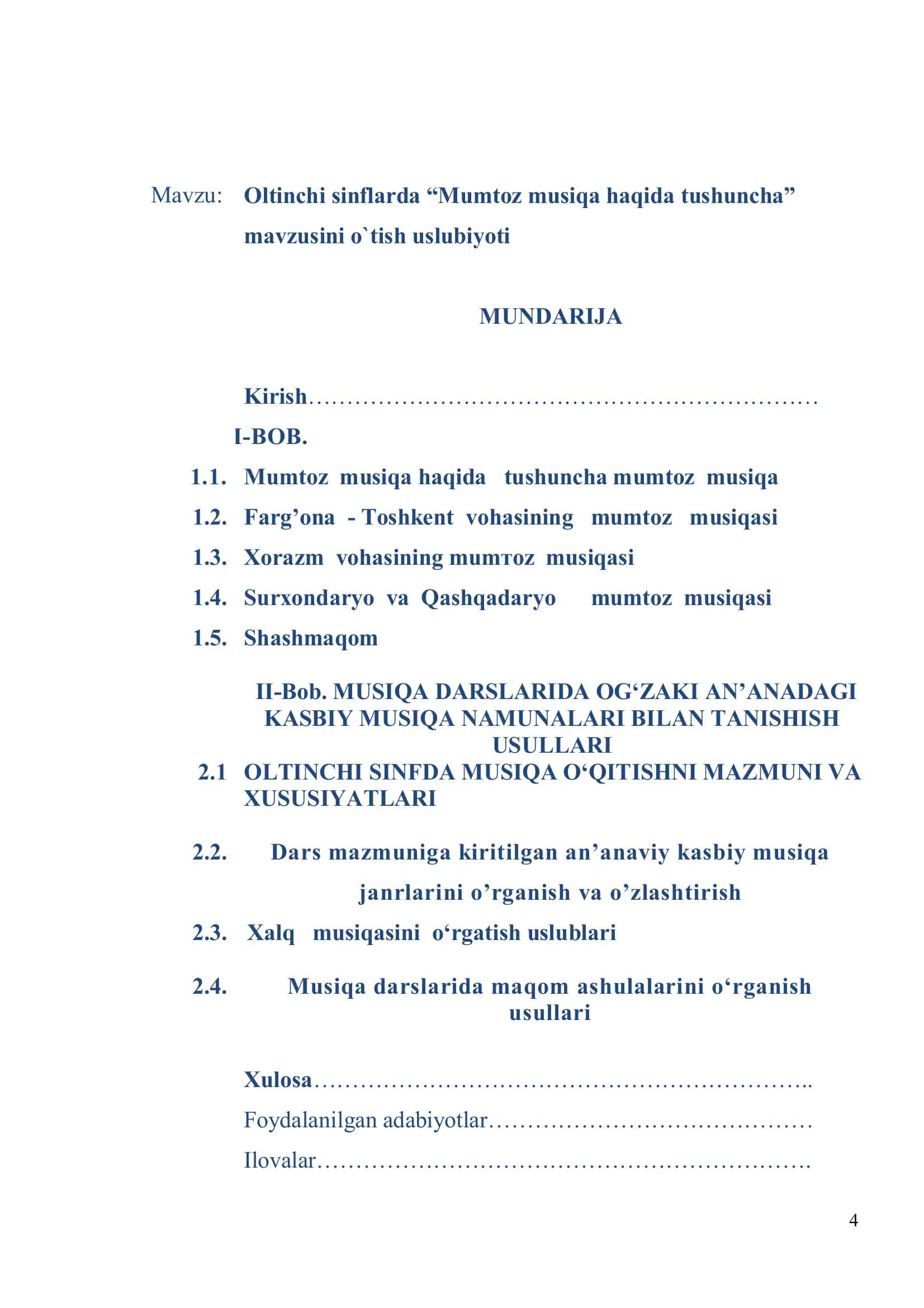 Oltinchi sinflarda "Mumtoz musiqa haqida tushuncha" mavzusini o`tish uslubiyoti 2