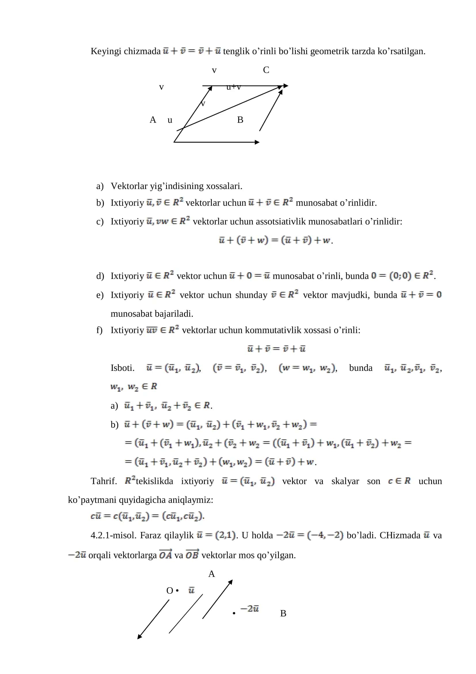VEKTORLAR ALGEBRASI ELEMENTLARI.  VEKTORLAR VA ULAR USTIDACHIZIQLIAMALLAR. CHIZIQLI BOG’LIQ VA CHIZIQLI ERKLI VEKTORLAR SISTEMASI. BAZIS. VEKTORNI CHIZIQLI ERKLI VA CHIZIQLI BOG’LIQ VEKTORLAR SISTEMASI BO’YICHA YOYISH. 2
